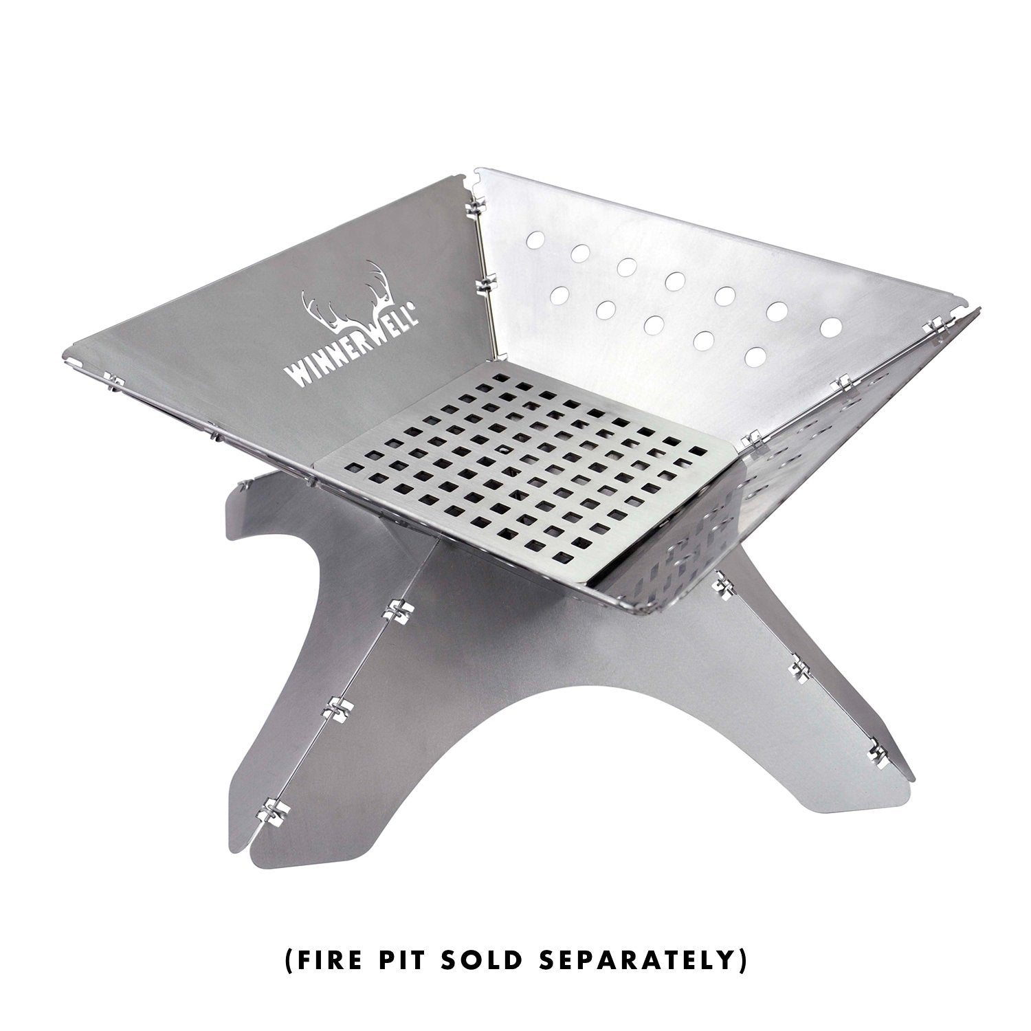 Heavy Duty Charcoal Grate for Flat Fold Fire Pit - Large 18 Inch Fireplace Grill Accessory for Camping, Backyard BBQ & Outdoor Cooking