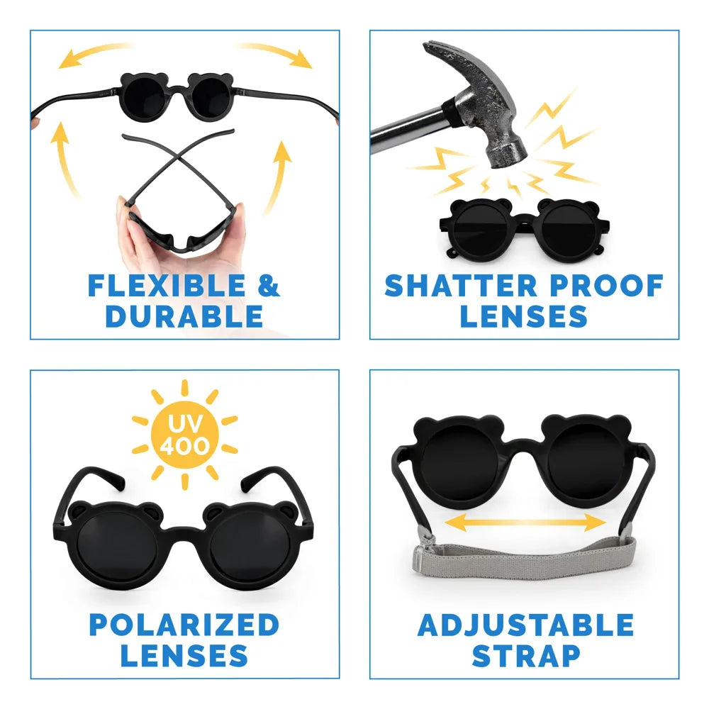 Jan + Jul Bear Sunglasses for Kids - Trendy Olive Khaki UV Protection - Perfect for Outdoor Play, Beach Trips & Sunny Adventures
