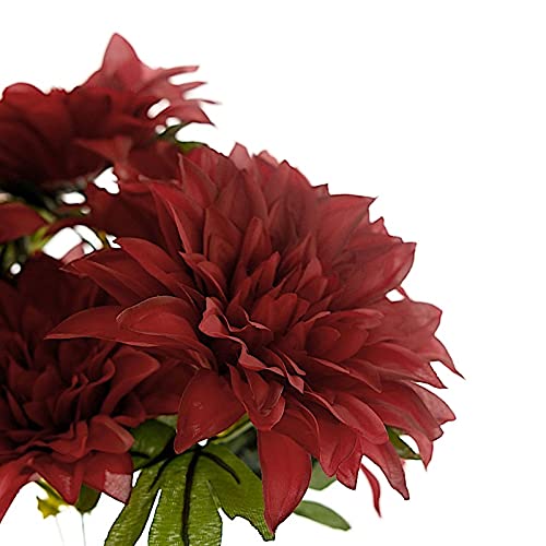 BalsaCircle 2 Pack 20-Inch Red Silk Dahlia Artificial Flowers for Wedding Centerpieces, Party Decorations, Reception Arrangements, and Home Decor - Realistic Floral Stems for Events & Special Occasions