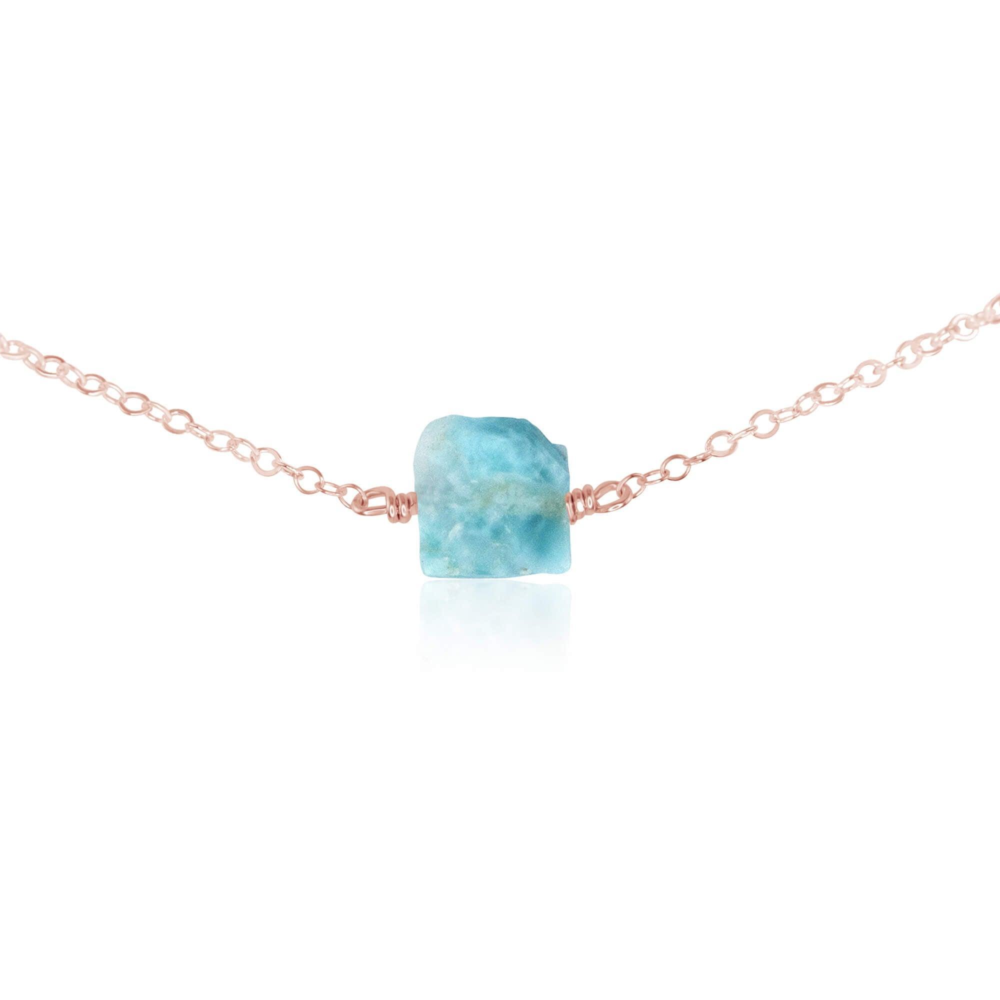 Natural Raw Larimar Crystal Nugget Choker Necklace - Handmade Blue Gemstone Jewelry for Women, Healing Stone Pendant for Spiritual Energy & Stress Relief - Perfect for Boho Fashion, Meditation & Gift Giving