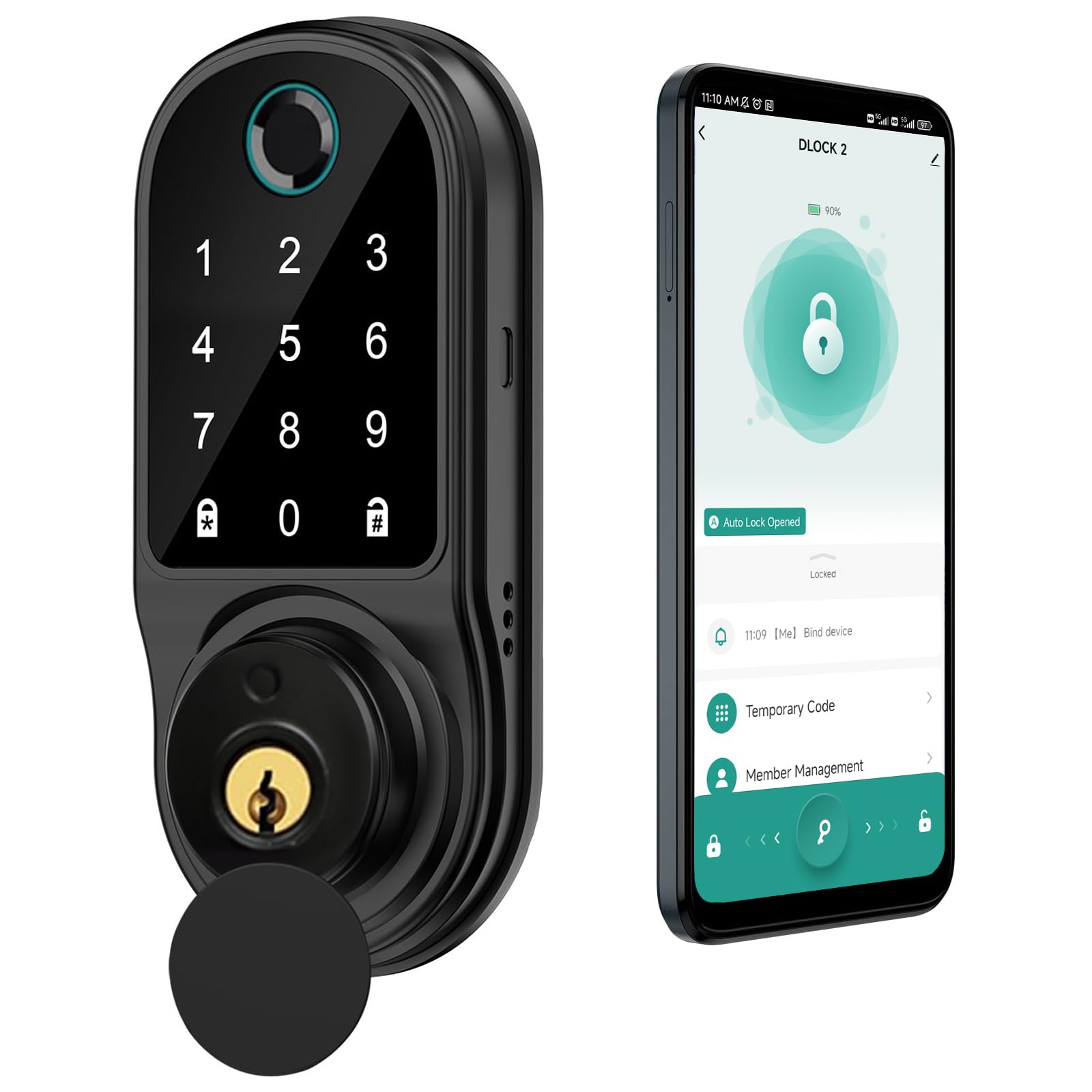 Smart Keyless Entry Door Lock - Fingerprint & Touchscreen Keypad with Bluetooth Control - Electronic Deadbolt for Home, Office & Apartment Security - Ideal for Hands-Free Access & Smart Home Integration