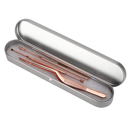 3Pcs Stainless Steel Ear Wax Removal Kit - Double Headed Ear Spoon & Cleaning Tool for Safe Ear Care (Rose Gold) - Perfect for Home Use, Travel, and Personal Hygiene
