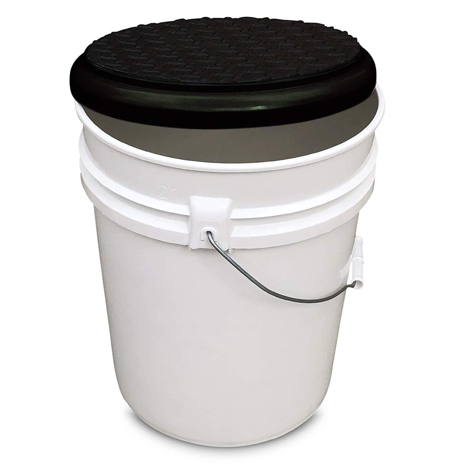 Premium Padded Bucket Lid with Diamond Pad Frame - Black Comfort Seat Cover for 5 Gallon Buckets | Ideal for Outdoor Fishing, Hunting, and DIY Projects
