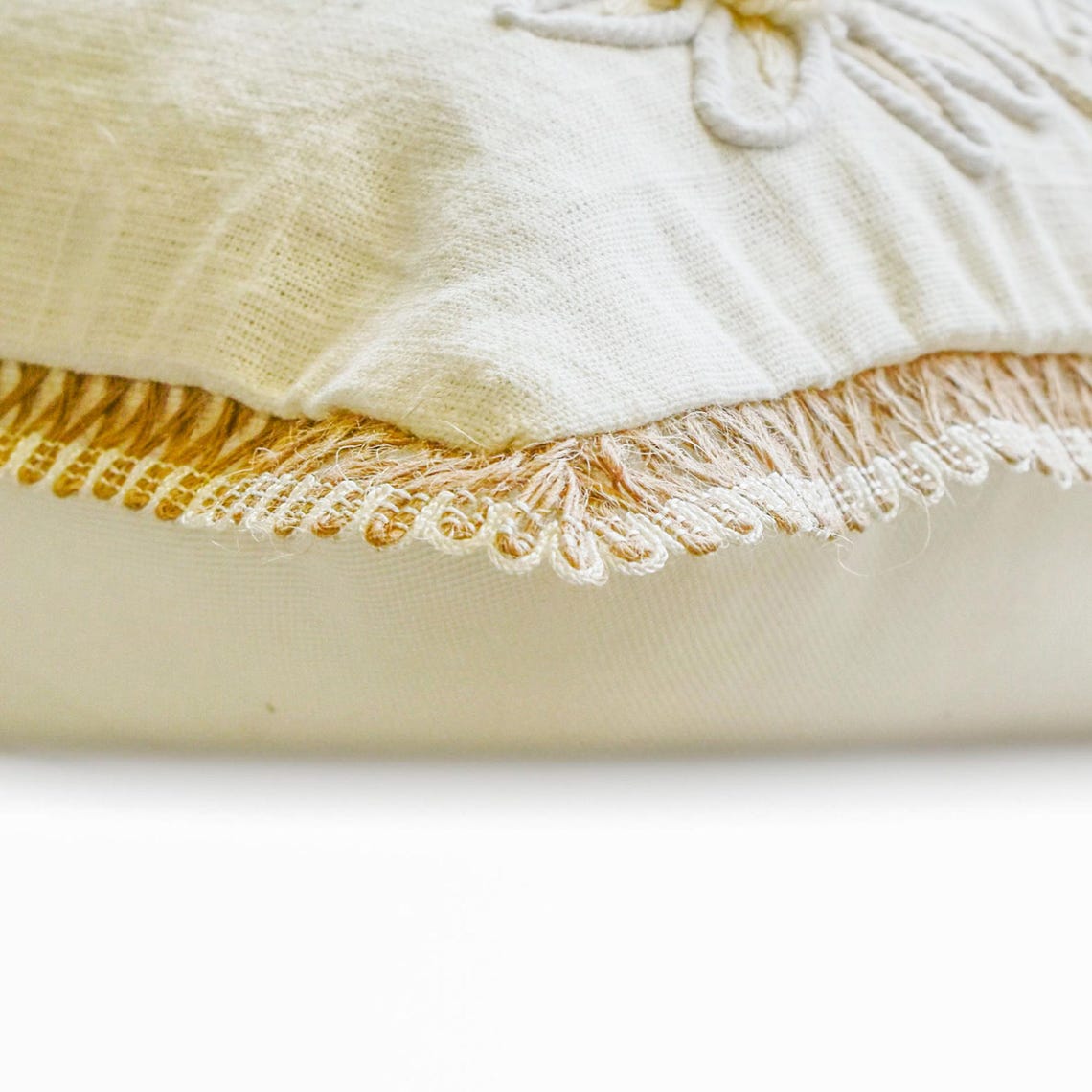 Ava White Cotton Linen Throw Pillow Cover - Soft Decorative Cushion Case for Sofa, Bed, Couch & Home Decor