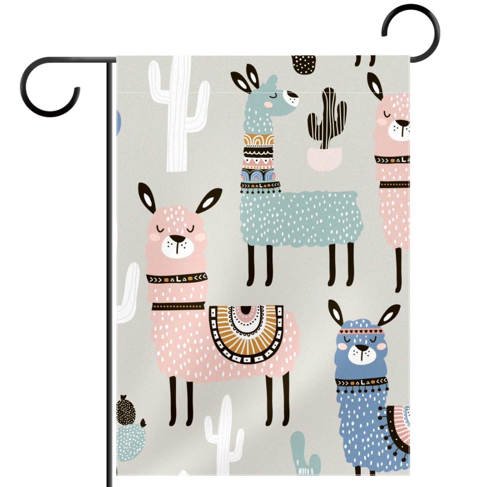 Hand Drawn Llama and Cactus Garden Flag - 28x40 Inch Double Sided Outdoor Decorative Flag for Spring Summer - Perfect for Patio, Lawn, Yard & Home Decor - Durable Seasonal Flag for Porch, Garden & Backyard