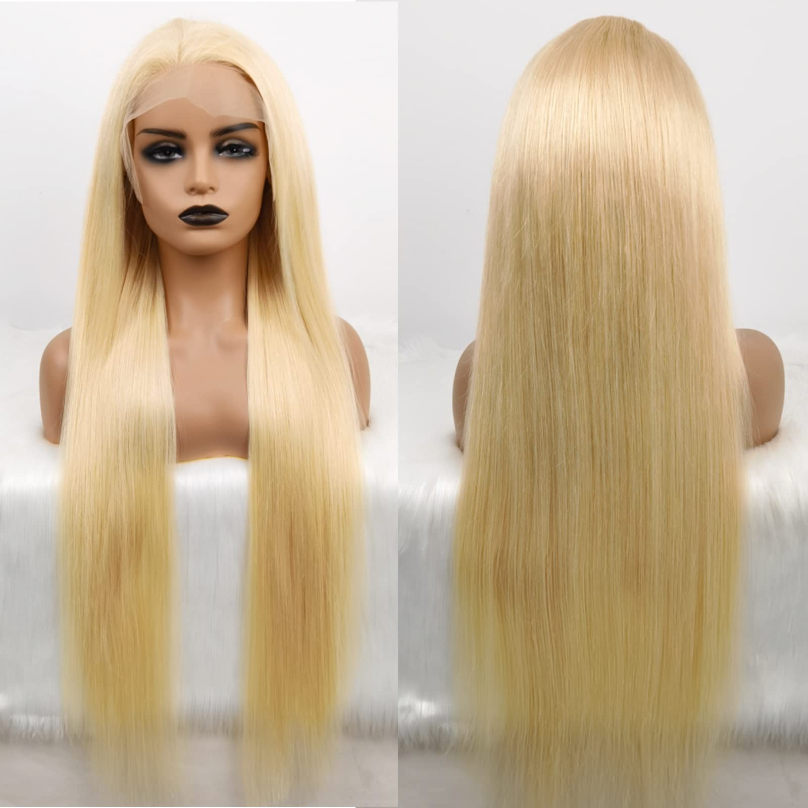 613 Blonde 13x6 HD Lace Front Wig - 30 Inch Straight Human Hair Wig with Pre-Plucked Baby Hair & 180% Density | Perfect for Cosplay, Daily Wear & Special Occasions