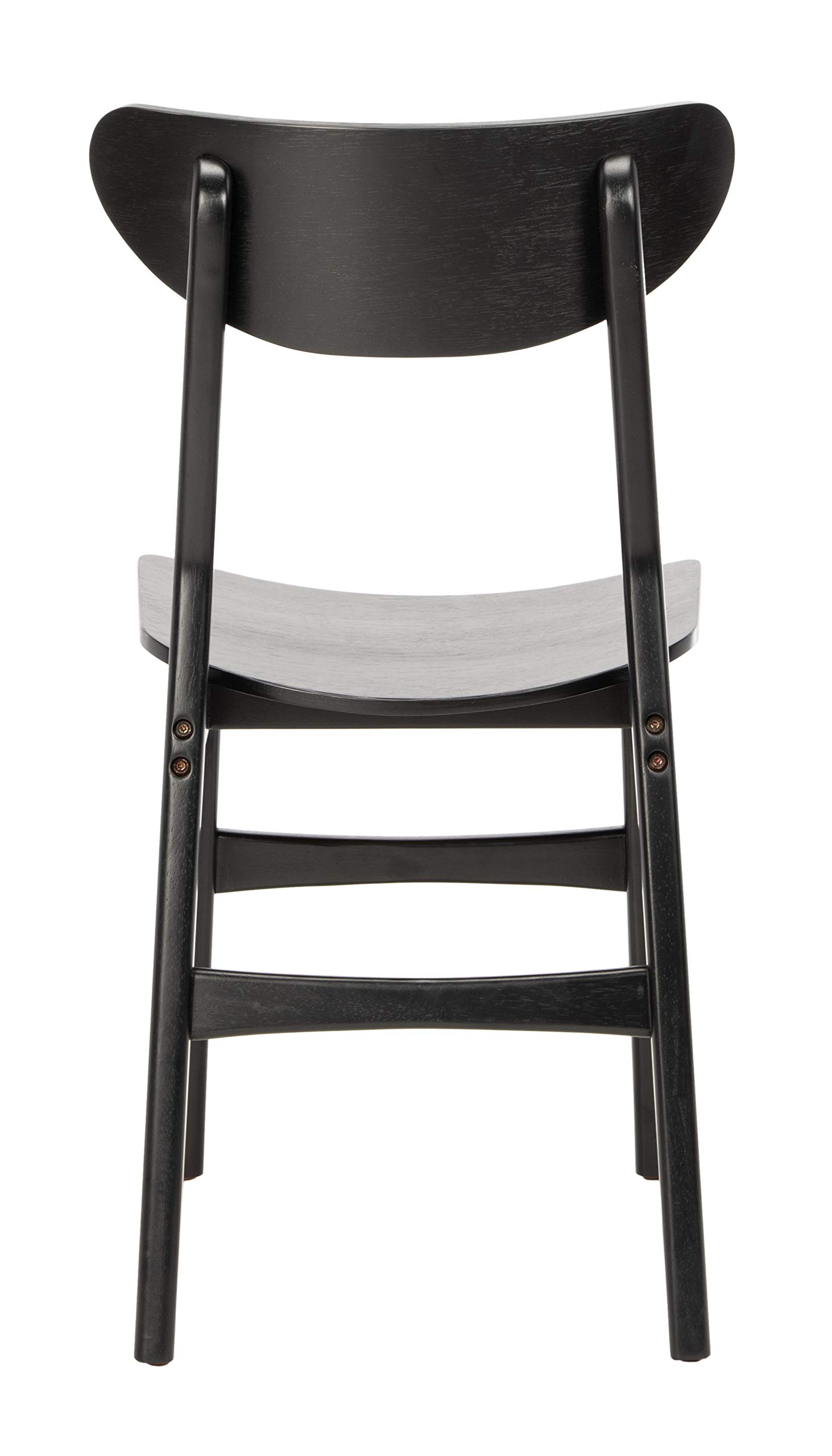 Safavieh Lucca Retro Black Wood Dining Chairs - Set of 2 for Kitchen, Dining Room & Breakfast Nook - Mid Century Modern Style Wooden Chairs with Upholstered Seat