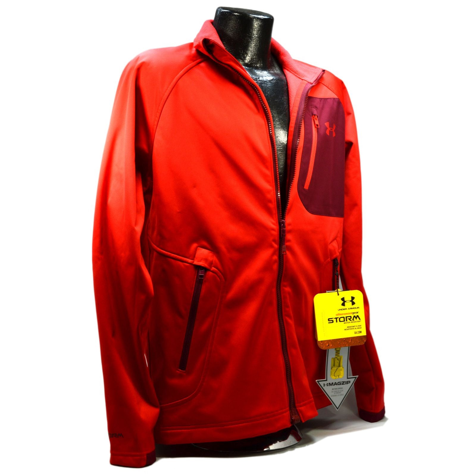Under Armour Storm Jacket with MagZip - Red, Medium | All-Weather Waterproof Windproof Jacket for Men & Women | Perfect for Hiking, Running & Outdoor Activities