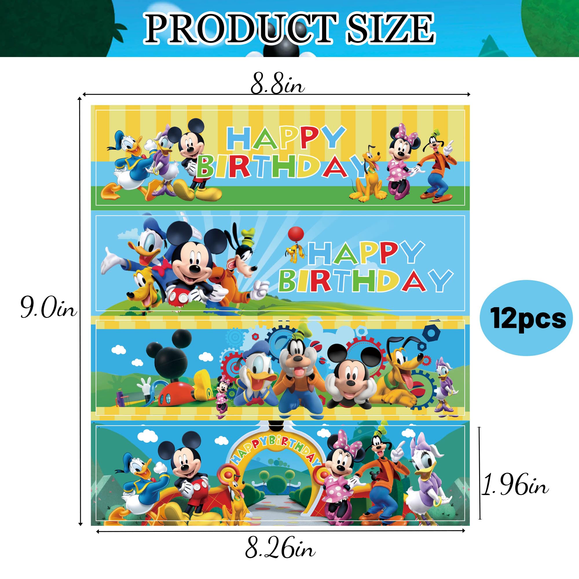 48Pcs Mouse-Themed Water Bottle Labels - Cute 1st 2nd 3rd Birthday Party Decorations for Boys, Baby Shower Supplies & Party Favors - Perfect for Mickey Mouse Themed Birthdays, Baby Showers and Kids' Celebrations