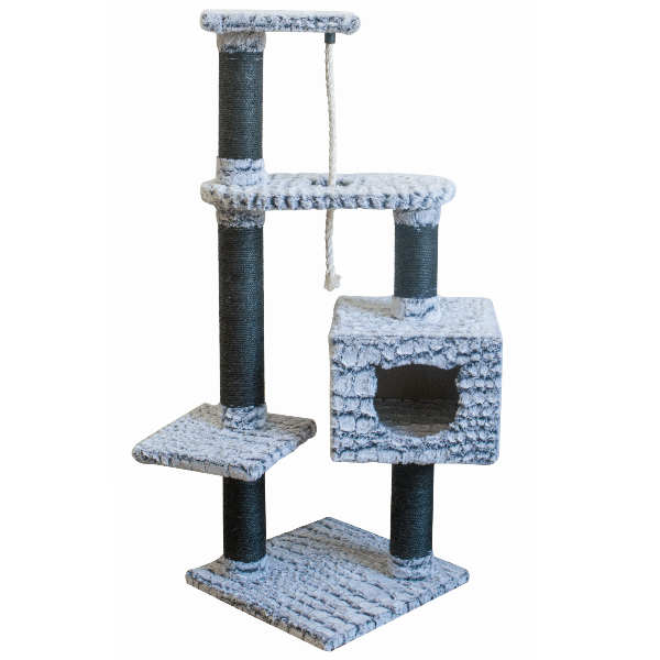 Premium M PETS Trivor Cat Tree with Scratching Posts & Condos - Multi-Level Playhouse for Indoor Cats - Perfect for Climbing, Scratching & Napping in Home or Office