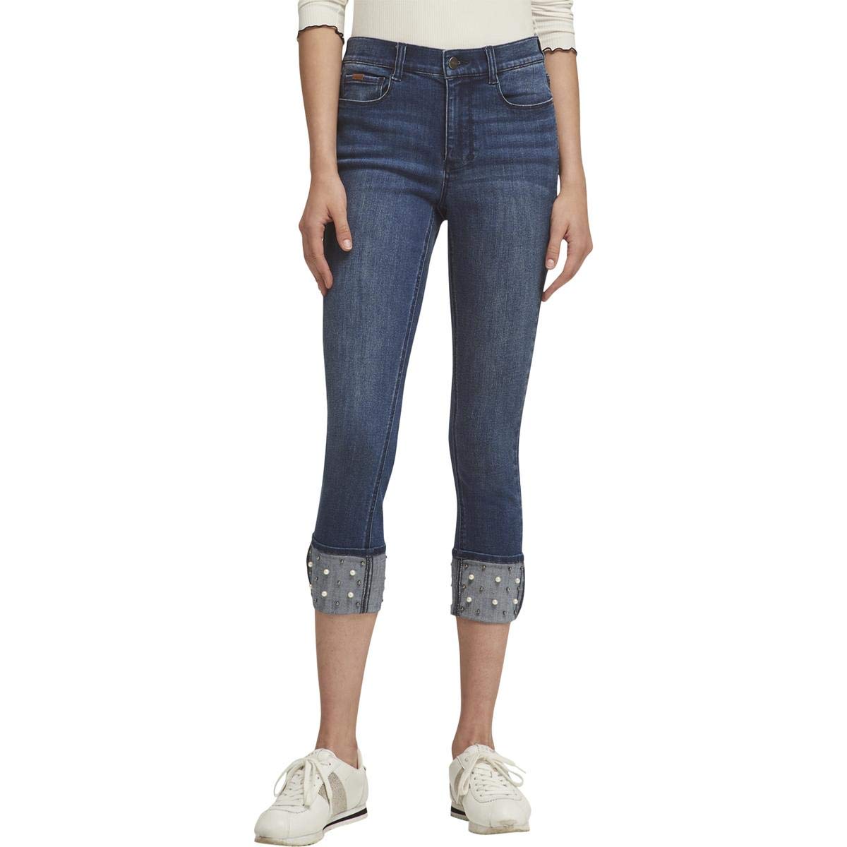DKNY Women's Beaded Skinny Fit Jeans - High Waist Stretch Denim Pants for Casual & Night Out | Fashionable & Comfortable for Everyday Wear