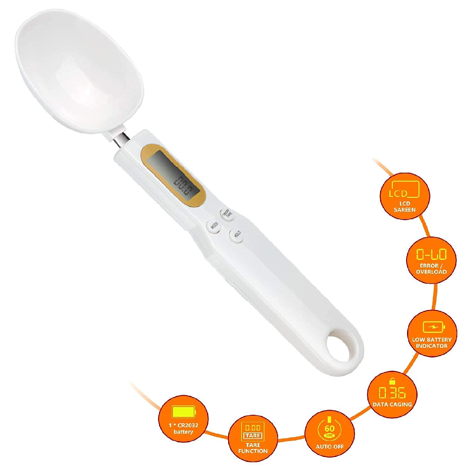 CUZWAVE Digital Kitchen Spoon Scale - 1.1lb/500g/0.1g Precision LCD Display for Measuring Cooking Ingredients | Perfect for Baking, Meal Prep & Portion Control