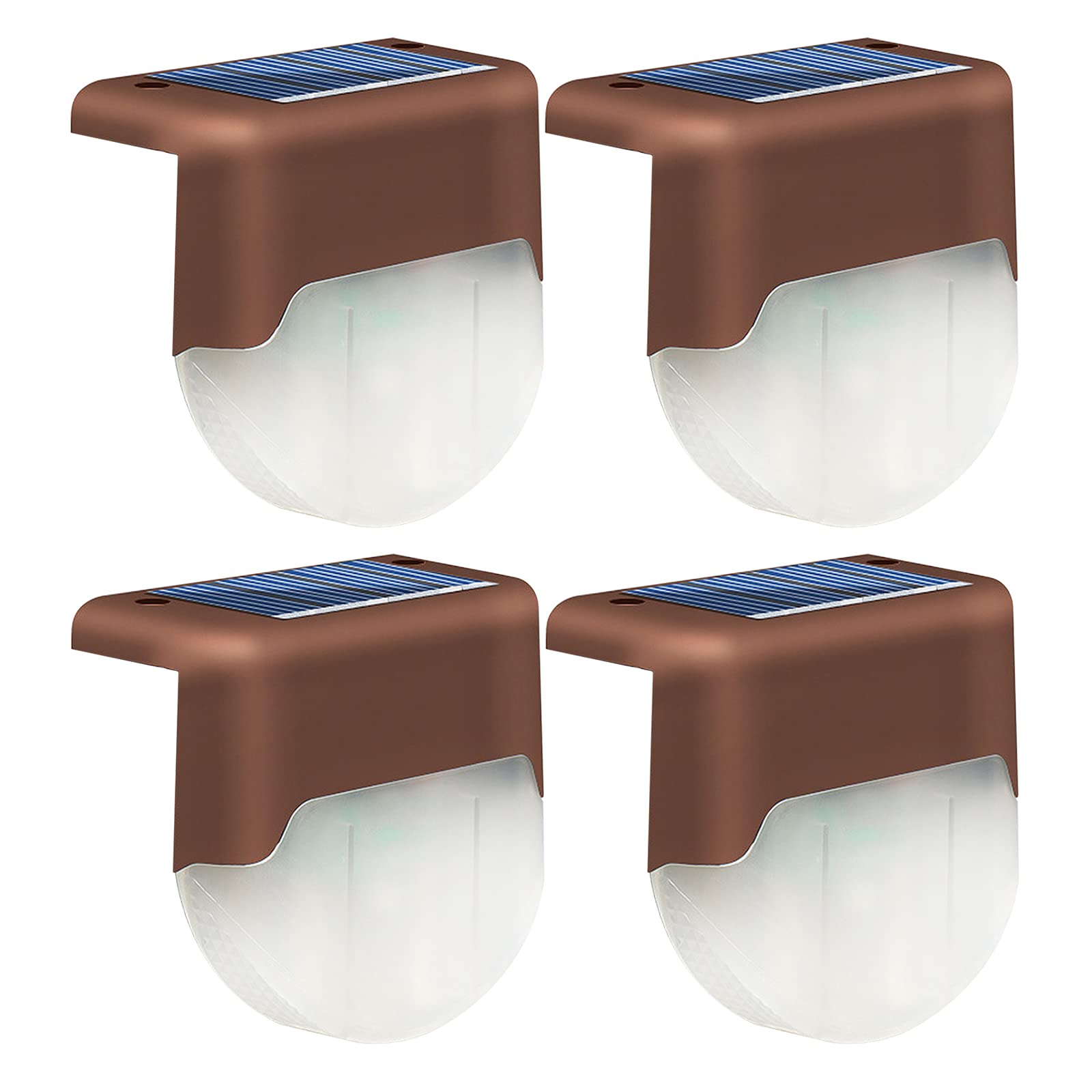 SAHLA 4-Pack Solar Deck Lights Outdoor - Waterproof Solar Step Lights with Larger Battery Capacity, Warm White LED Solar Stair Lights for Patio, Garden, Backyard, Walkway (Perfect for Outdoor Stairs, Railings & Pathway Lighting at Night)