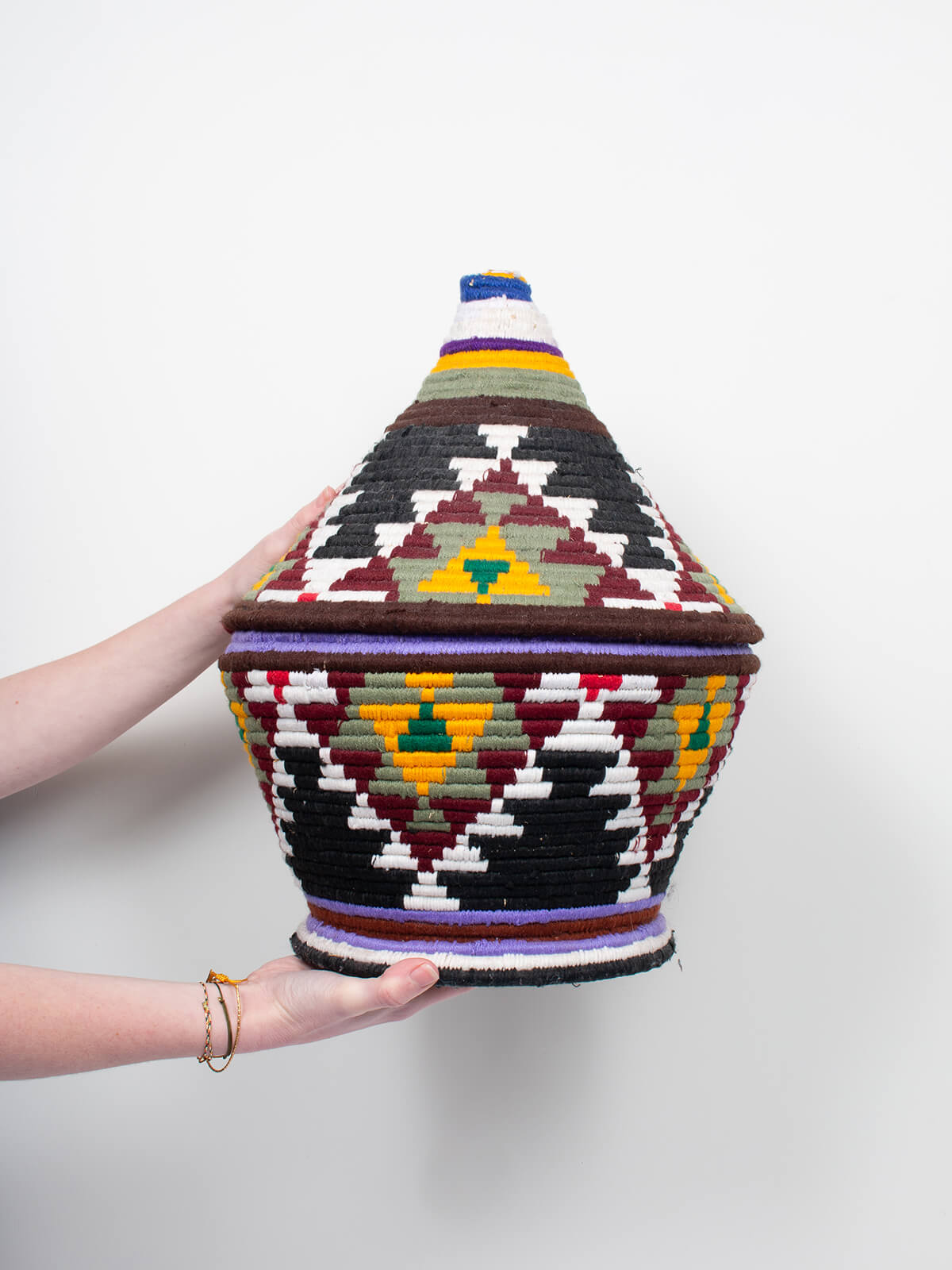 Handmade Moroccan Wool Pot No.329 - Authentic Berber Design for Home Decor, Planters & Boho Chic Style | Perfect for Indoor Plants, Succulents & Cozy Living Spaces