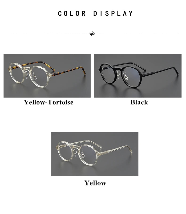 Stylish Black Acetate Full Rim Round Eyeglasses for Women - Trendy & Comfortable Frames for Work, Reading & Everyday Use