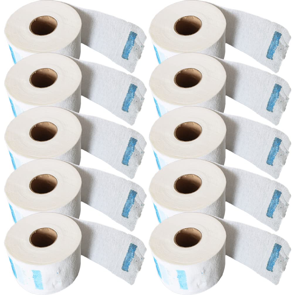 FOMIYES Salon Neck Paper - 10 Rolls Stretchy Barber Neck Strips for Hair Styling & Molding, White Disposable Scarf Paper for Hairdressers & Salons - Perfect for Haircuts, Coloring & Styling Sessions