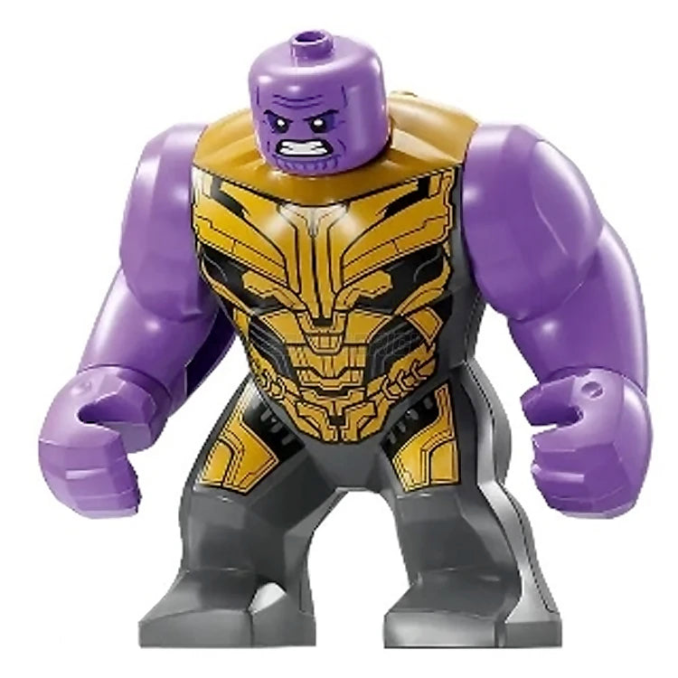 LEGO Marvel Avengers Thanos Minifigure with Gray Outfit, Gold Armor & Printed Legs (2023) - Collectible Super Villain Toy for Display & Play