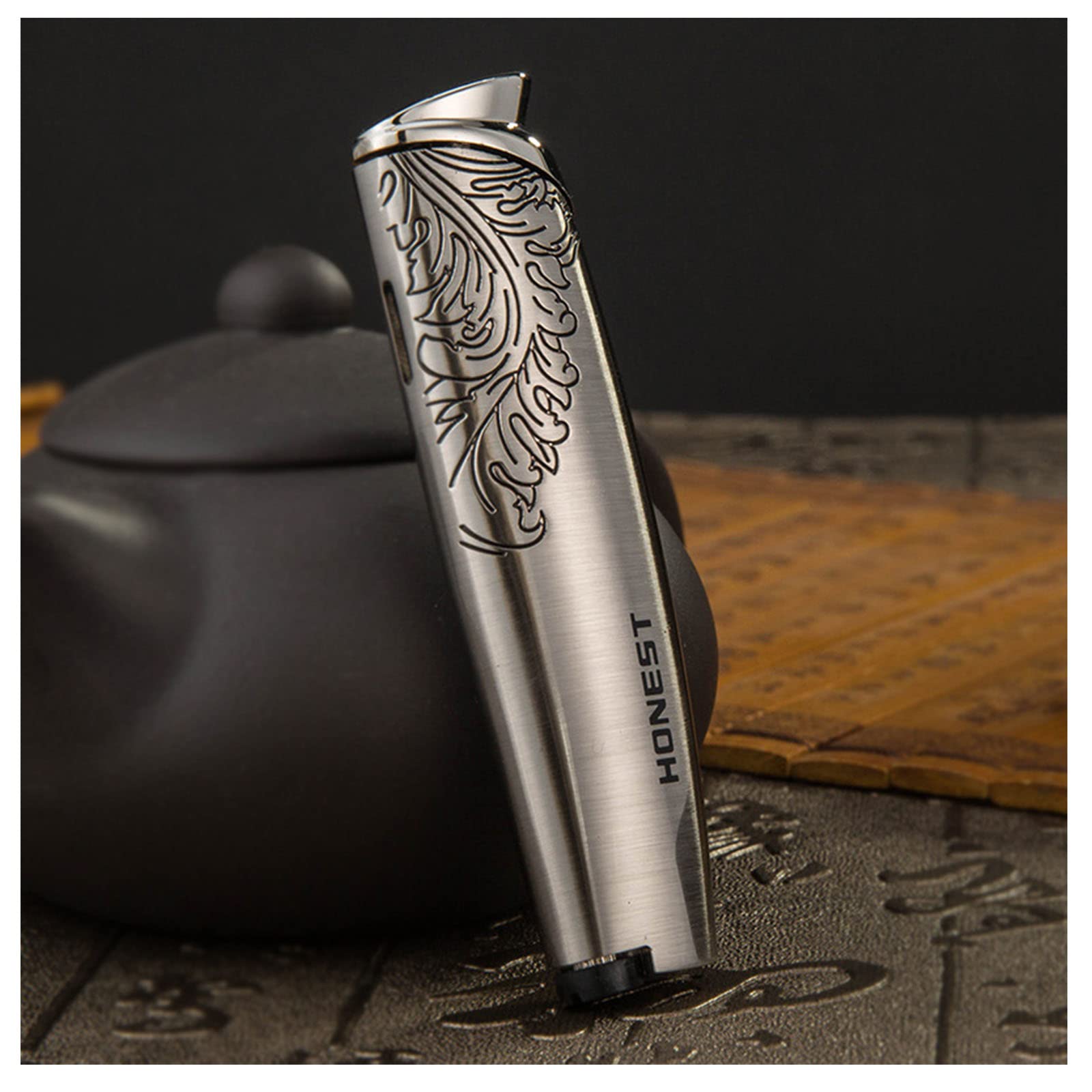 **Premium Torch Lighter - Windproof Butane Jet Flame Lighter for Cigars, Cigarettes, BBQ, Fireplace & Kitchen Use - Adjustable Flame, Portable & Strong Firepower (Model Z-2)**    *(Ideal for outdoor adventures, camping, home use, and lighting candles, cigars, or grilling!)*
