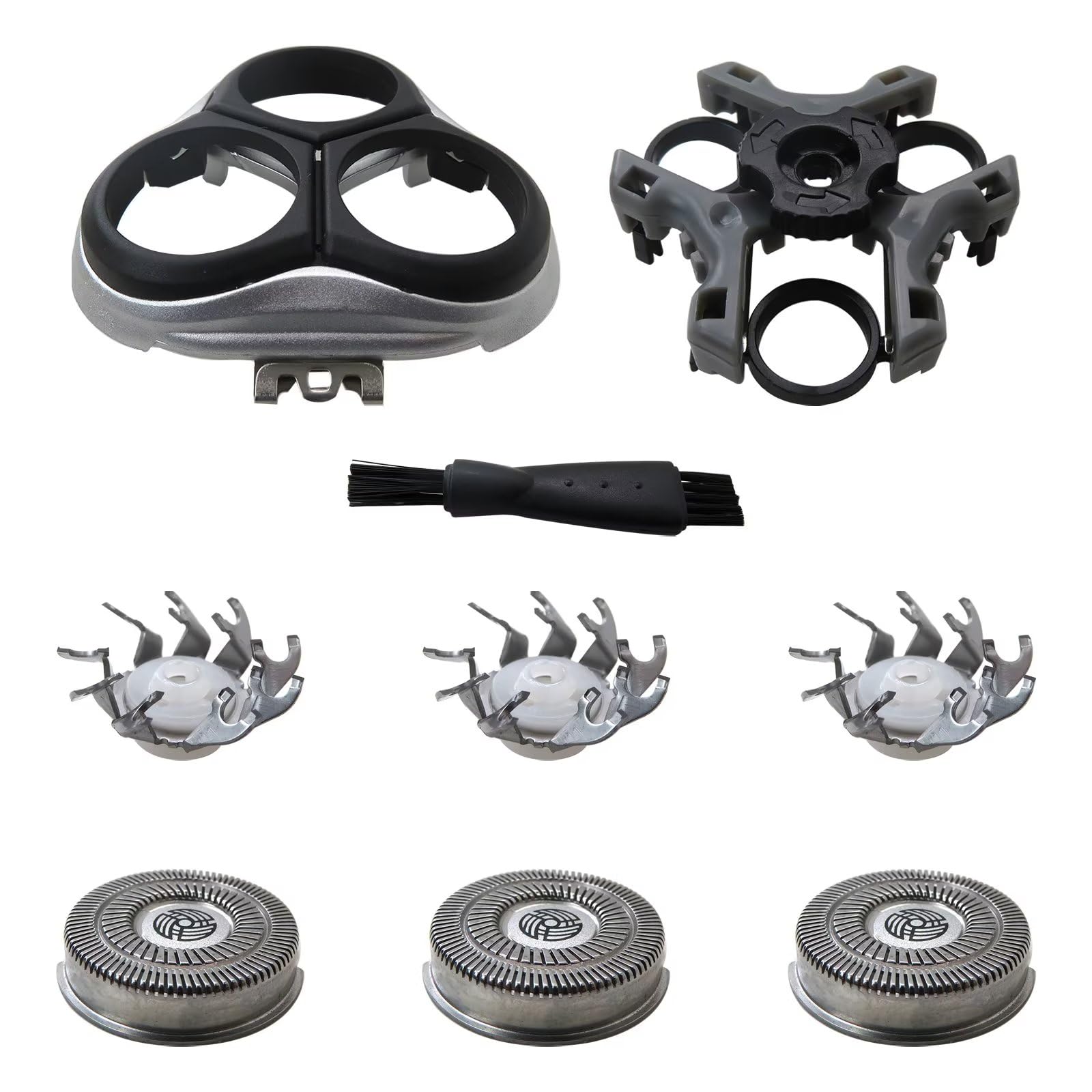 Upgraded Replacement Complete Heads Assembly for Waterproof Electric Razors SW-S7105 SWSBK7105 - Wet & Dry Shavers with Cleaning Brush - Perfect for Travel, Gym & Daily Shaving