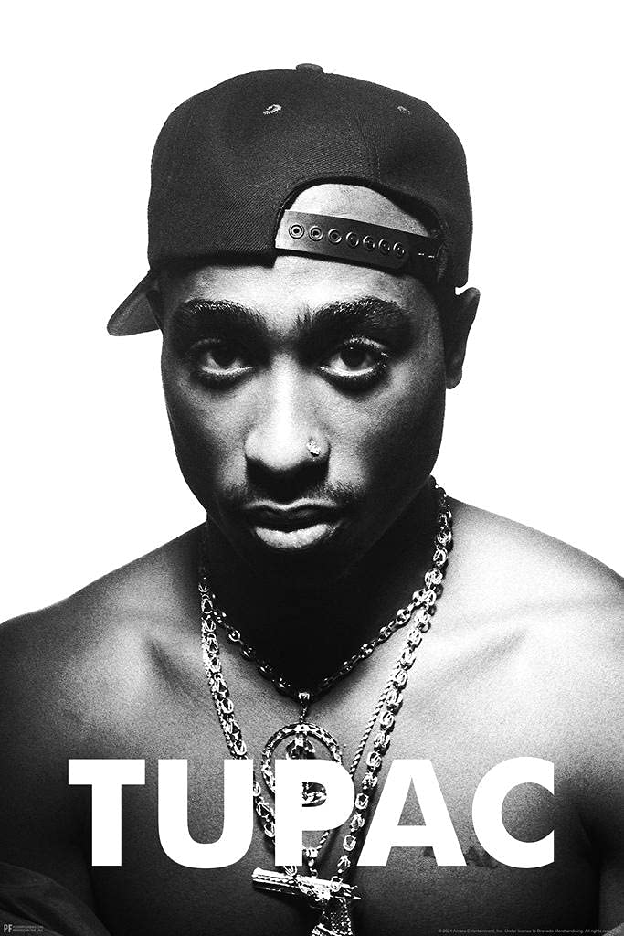 Tupac 2Pac Poster - Gold Chains Portrait 90s Hip Hop Wall Art - 24x36 Inch Vintage Rap Music Poster for Bedroom & Office Decor - Perfect for Hip Hop Fans, Music Lovers & 90s Memorabilia Collectors
