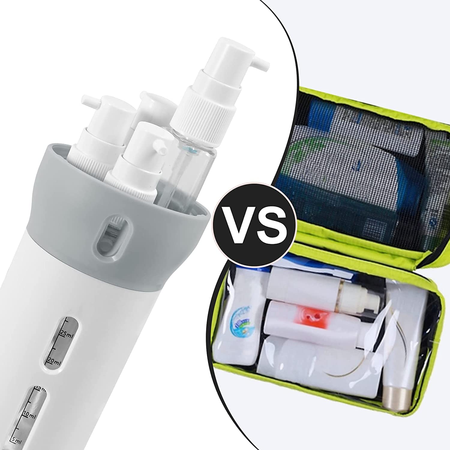 Slyford ABS 4-in-1 Travel Shampoo Lotion Gel Dispenser Set - 4x 40ml Leak-Proof Cosmetic Pump Bottles for Shampoo, Conditioner, Body Wash & Lotion (Multi-Color) - Perfect for Gym, Travel, Camping & Home Bathroom Organization