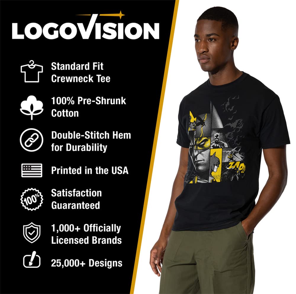 Official Batman Zap Graphic T-Shirt for Men - Short Sleeve Superhero Tee - Perfect for Cosplay, Comic Con & Casual Wear