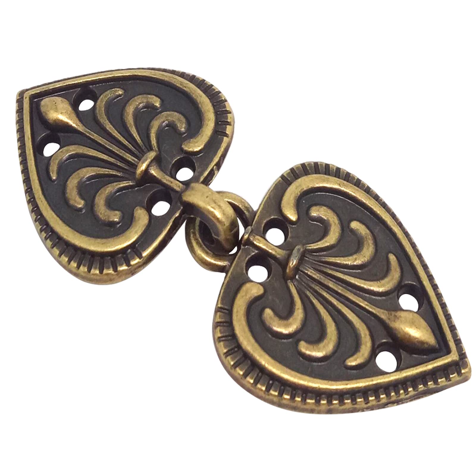 Vintage Bronze Swirl Flower Cape Clasps - 10 Pairs (46x20mm) for Cloak, Cape & Clothing Fasteners - Perfect for Costumes, Renaissance Fairs & Historical Reenactments