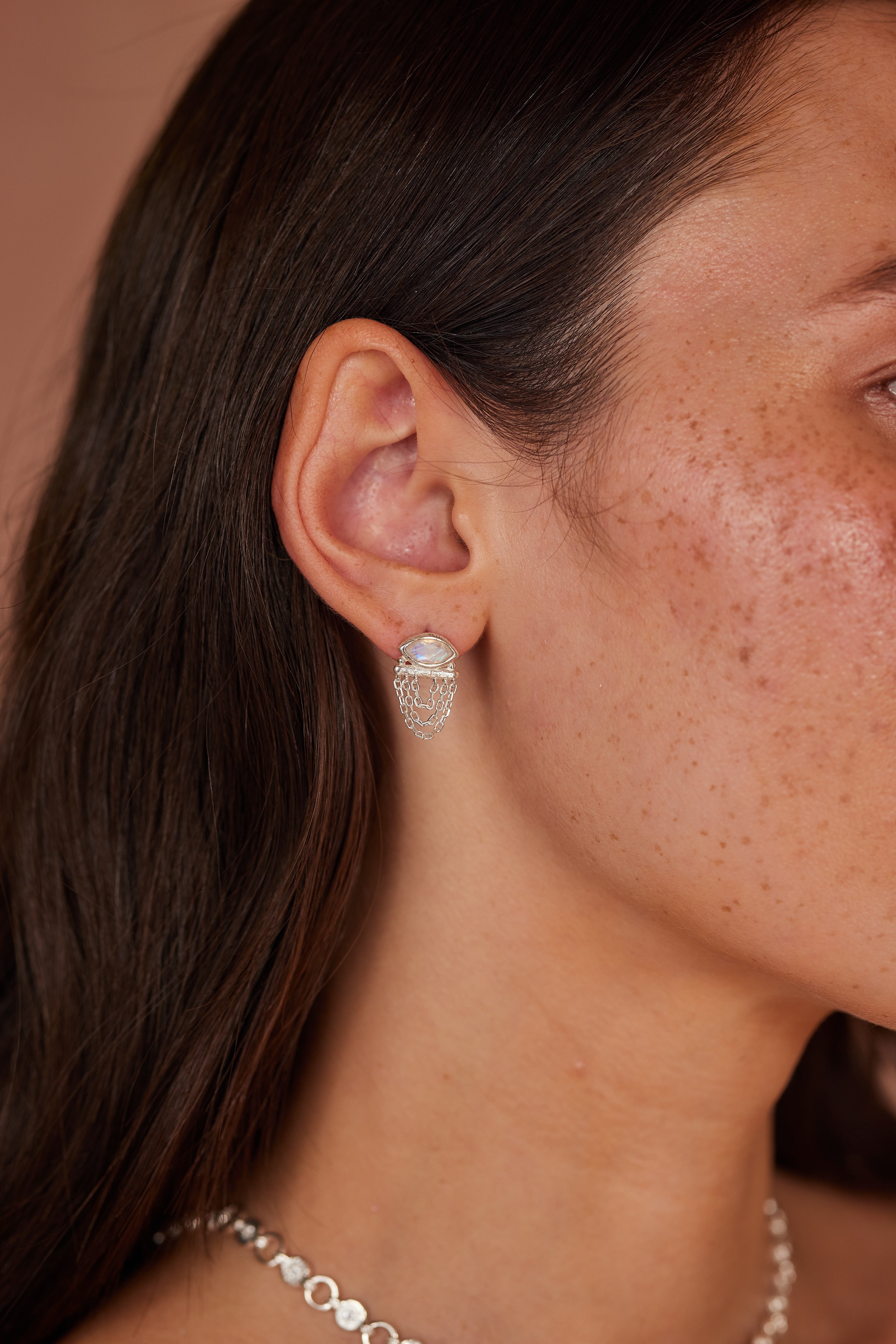 Nyra Moonstone Silver Earrings for Women - Genuine Sterling Silver Dangle Earrings with Natural Moonstone Gemstone | Perfect for Weddings, Parties & Everyday Wear