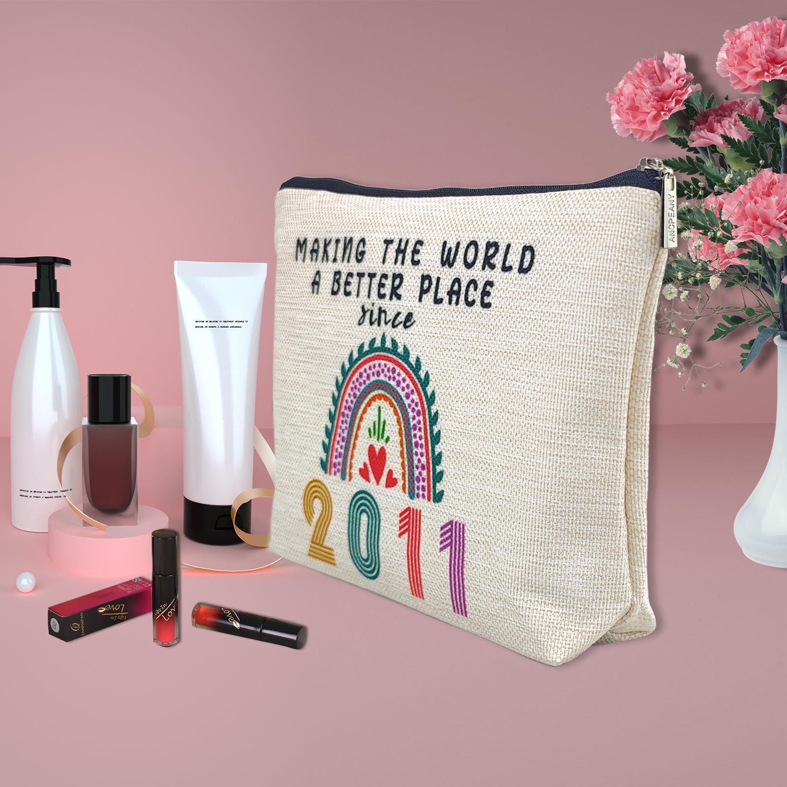 Best 14th Birthday Gifts for Teen Girls - Funny 2011 Themed Makeup Bags & Cosmetic Travel Pouch - Perfect Gift for Daughter, Sister, Niece - Trendy Teen Accessories for School, Travel & Sleepovers