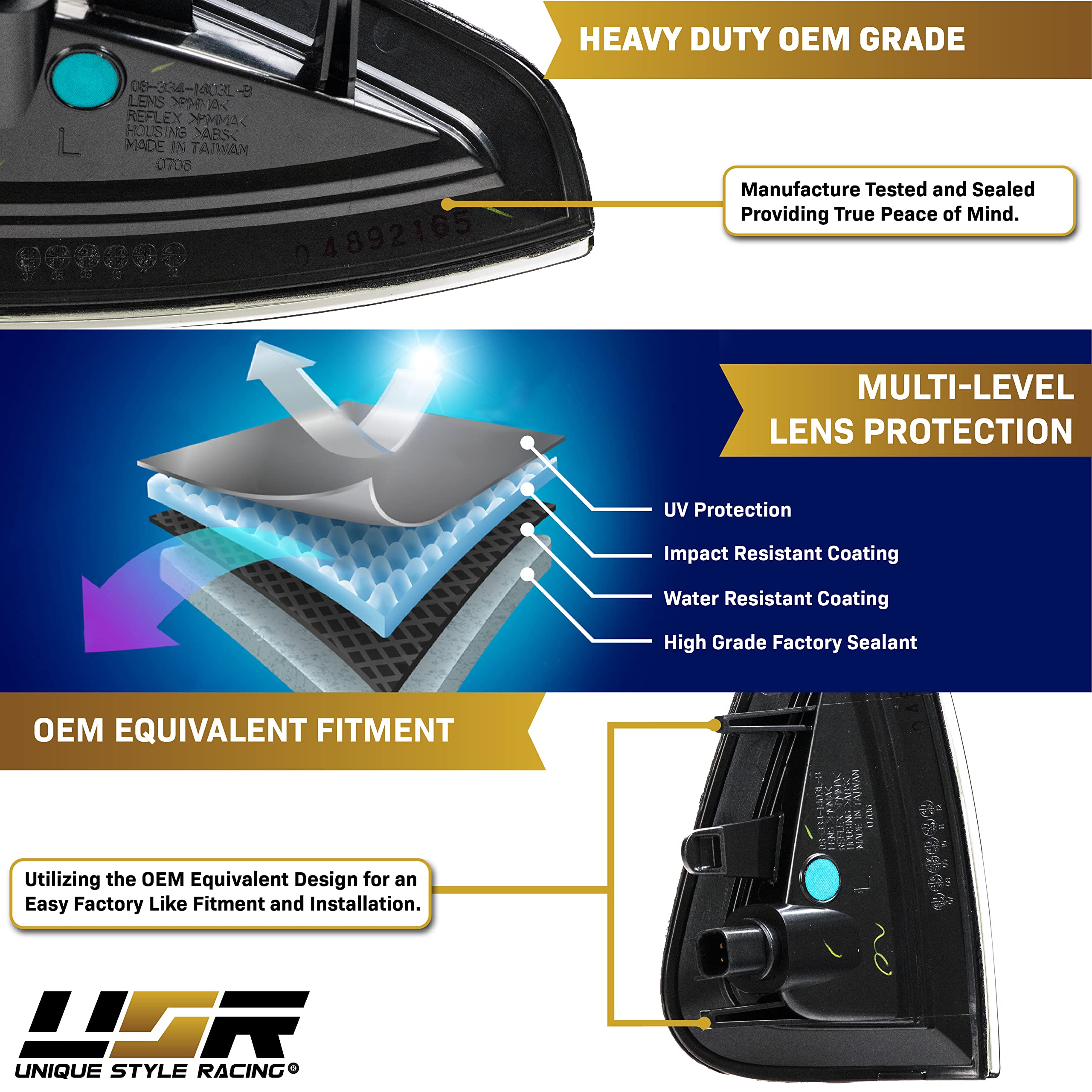 USR DEPO Black/Smoke Turn Signal Lights - Front Corner Lamps Pair (Left & Right) Compatible with 2006-2010 Dodge Charger Sedan | Smoked Lens Design | Easy Installation | Enhanced Visibility & Style for Night Driving & Custom Car Mods