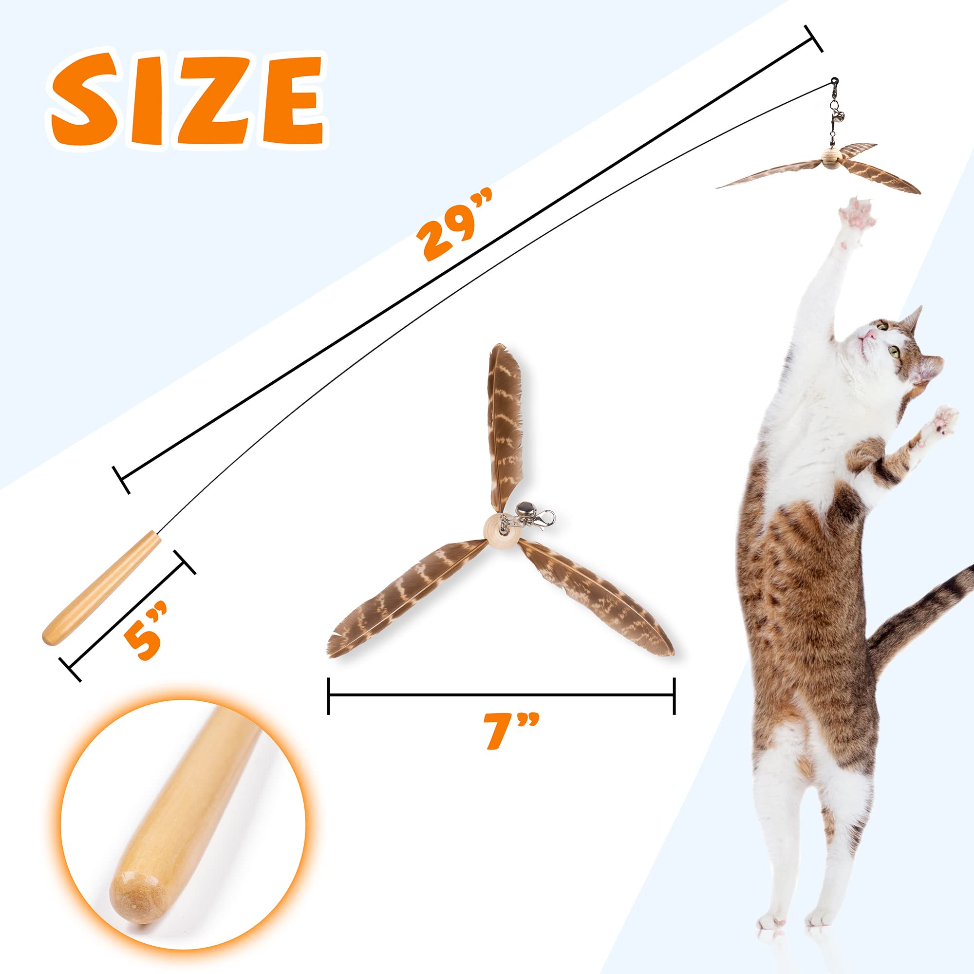 JXFUKAL Interactive Cat Wand Toy with 3 Feather Refills - 29