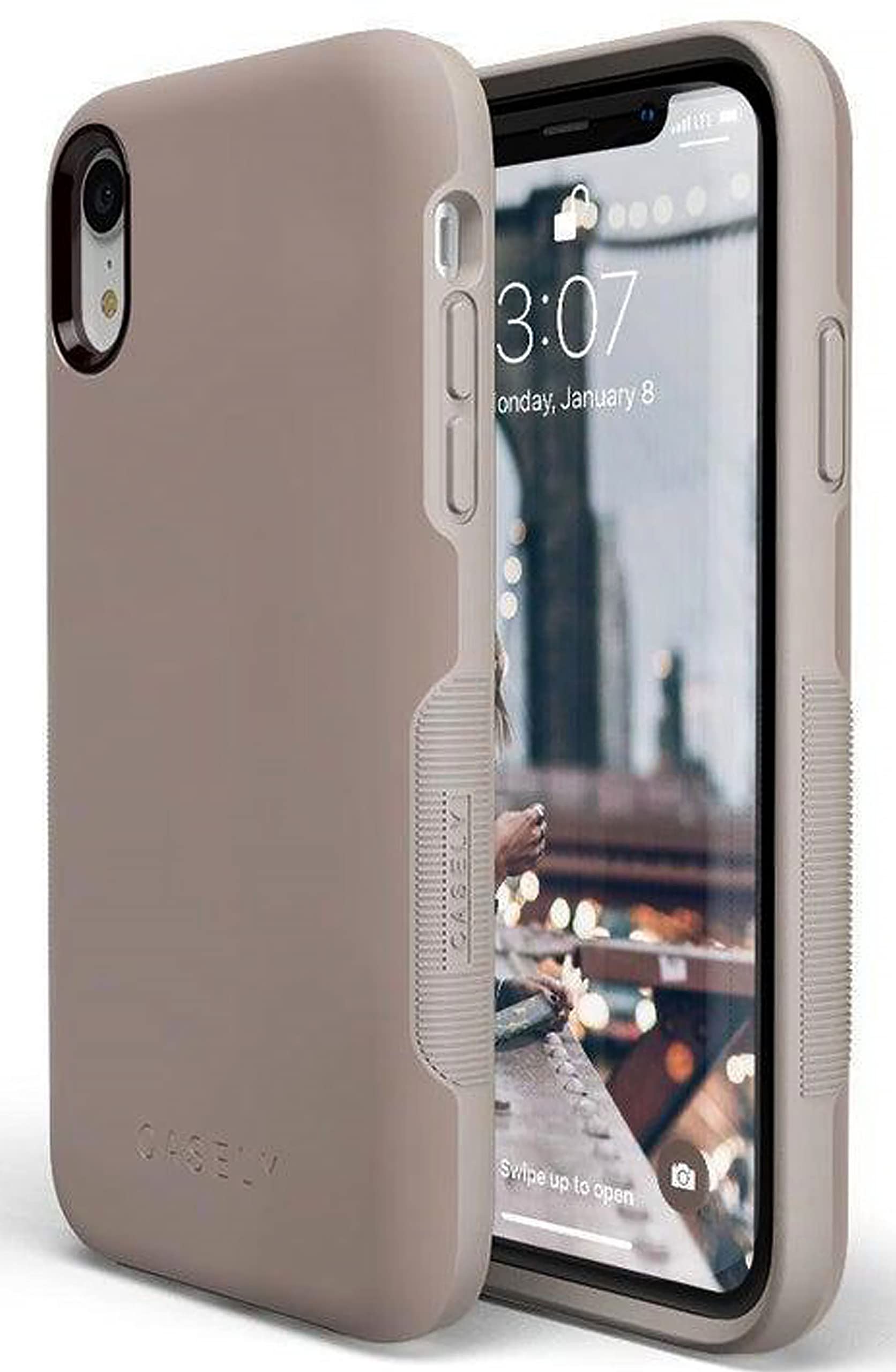 Casely iPhone XR Case - Taupe on Nude Solid Beige Aesthetic Cream Phone Cover | Slim Protective Shockproof Case for Women & Men | Perfect for Work, Travel & Everyday Use