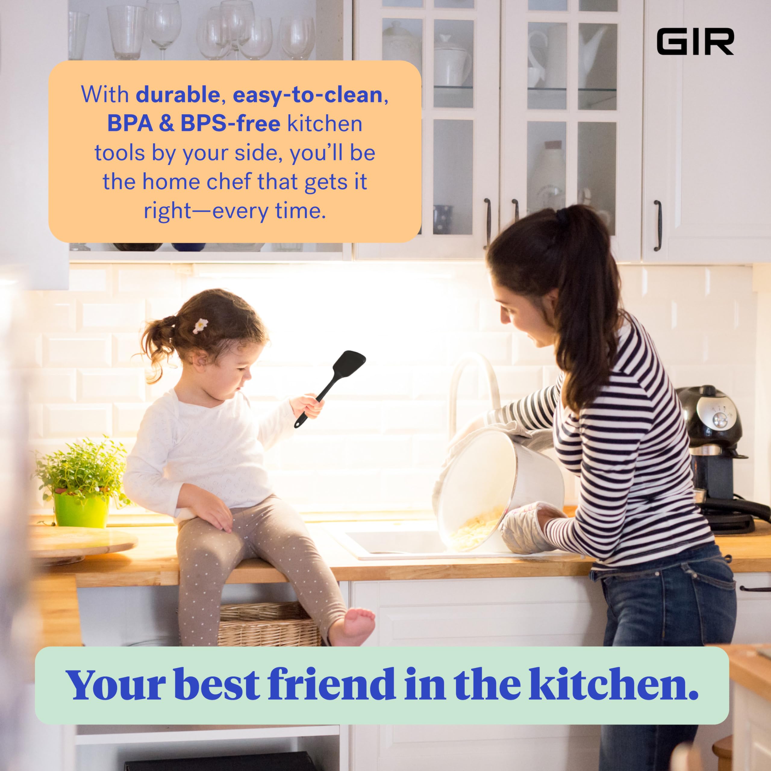 GIR Get It Right Silicone Spatula Turner - Heat-Resistant up to 550°F - Nonstick Pancake Flipper, Egg & Kitchen Tool - Mini 11 Inch - Black Silicone Spatula for Cooking, Baking, Flipping Eggs & Pancakes - Perfect for Nonstick Cookware & Everyday Kitchen Use