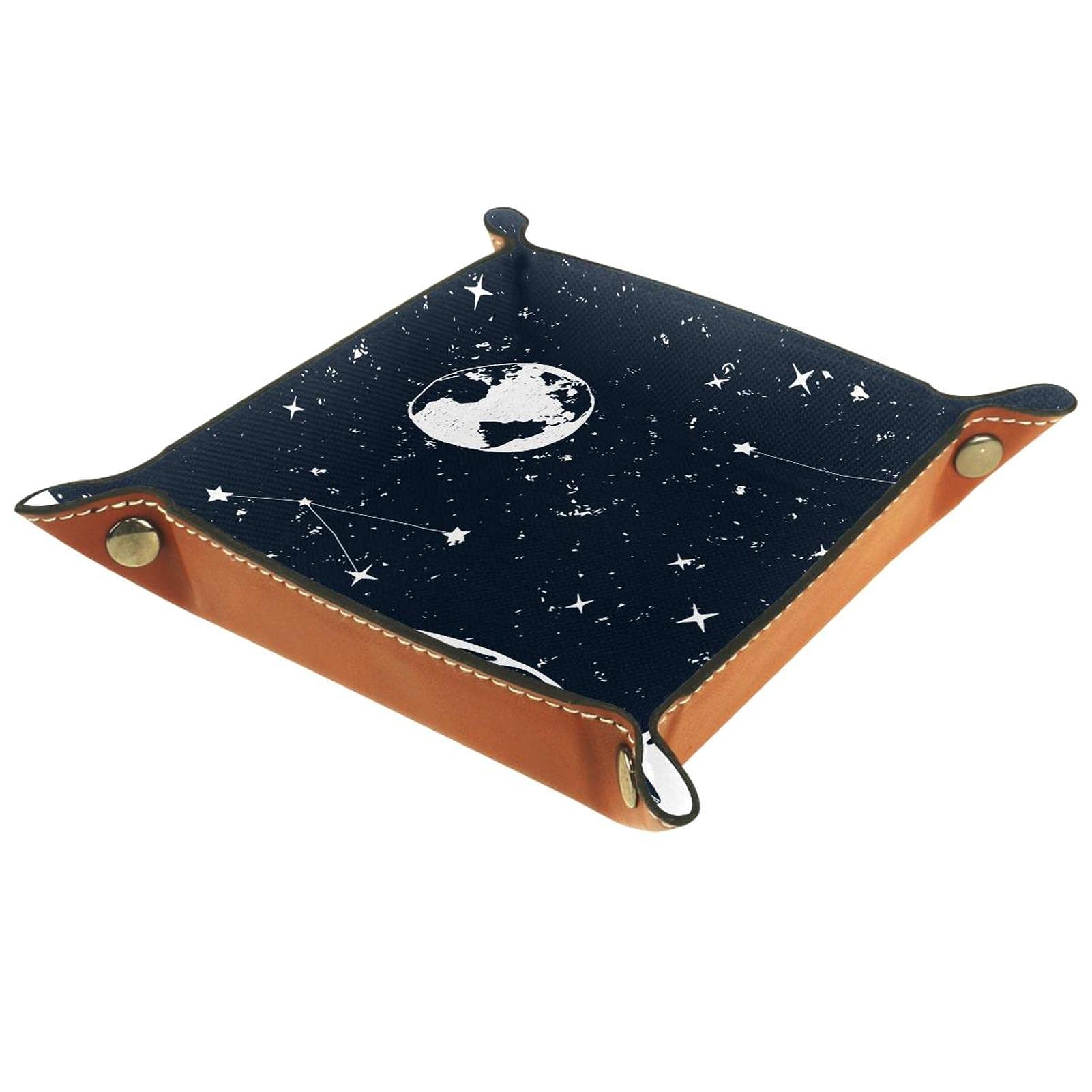 Premium PU Leather Folding Dice Tray for DND, RPG & Tabletop Games - Moon Star Sky Whale Design | Perfect for Metal Dice, Card Games & Board Game Nights
