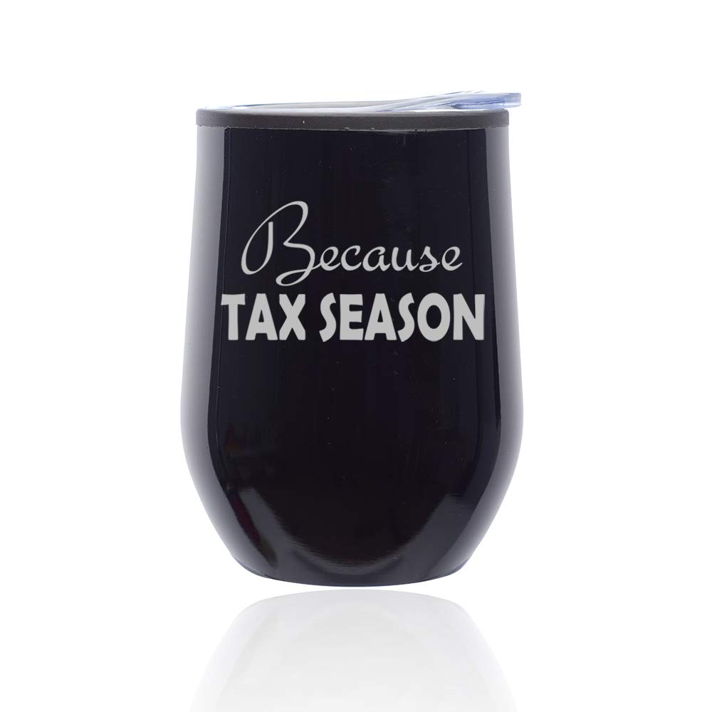 Funny CPA Accountant Stemless Wine Tumbler - 16oz Insulated Travel Mug with Lid & Straw - Midnight Black Glass Cup for Coffee, Wine & Cocktails - Perfect Tax Season Gift for Accountants & Office Humor