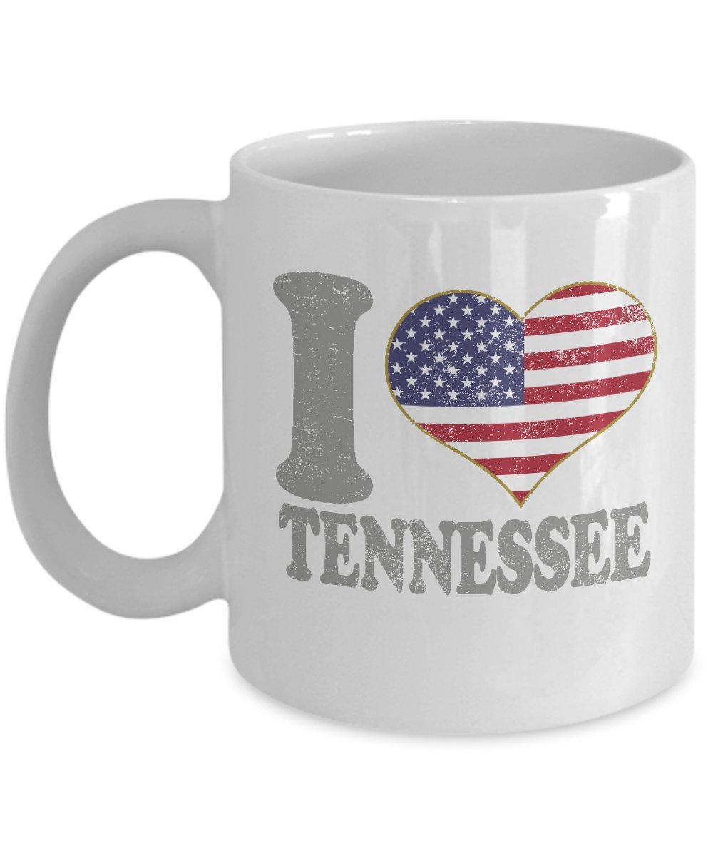 Tennessee White Coffee Mug 11oz - USA Flag Design Ceramic Cup for Home, Office, Travel Souvenir & Christmas Gift - Perfect for Coffee, Tea, Hot Chocolate & Holiday Decor