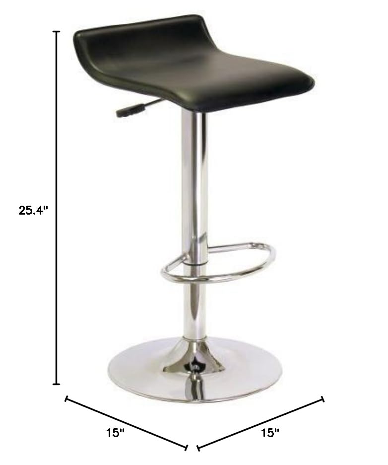 Adjustable Height Vinyl Bar Stool with Air Lift & Swivel - 2002 Black - Perfect for Home Bars, Kitchen Islands & Game Rooms