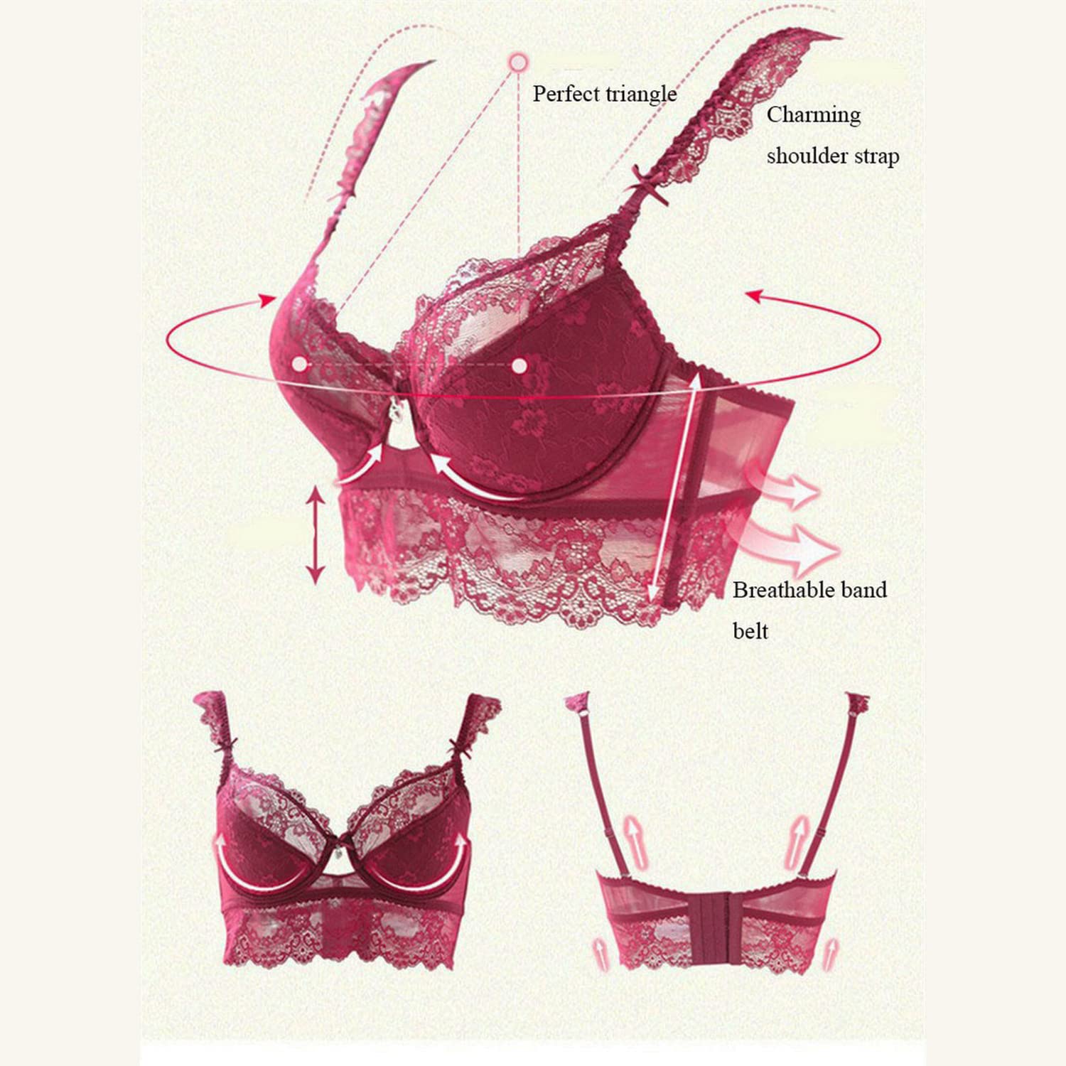 Sexy Push Up Lace Bra and Panty Set for Women - Embroidered Lingerie with Optional Garter Belt & Stockings - Perfect for Valentine's Day, Wedding Night, and Romantic Occasions