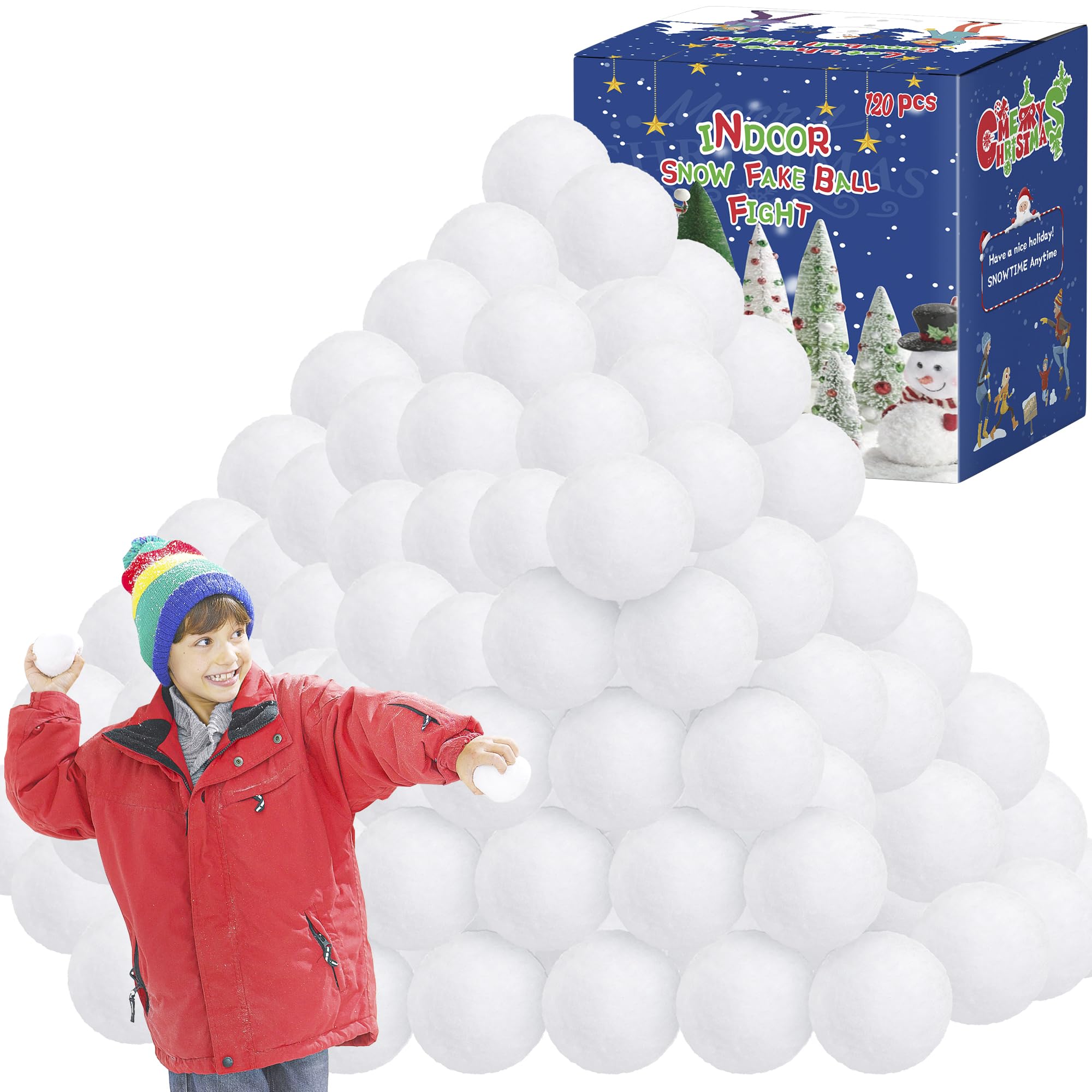 120 Pack Soft Fake Snow Balls - Safe Indoor Snowball Fight Set for Kids & Adults - White Plush Artificial Snow Balls for Winter Games, Christmas Party Decor, Xmas Gifts - Perfect for Family Fun, Holiday Activities & Winter Themed Events