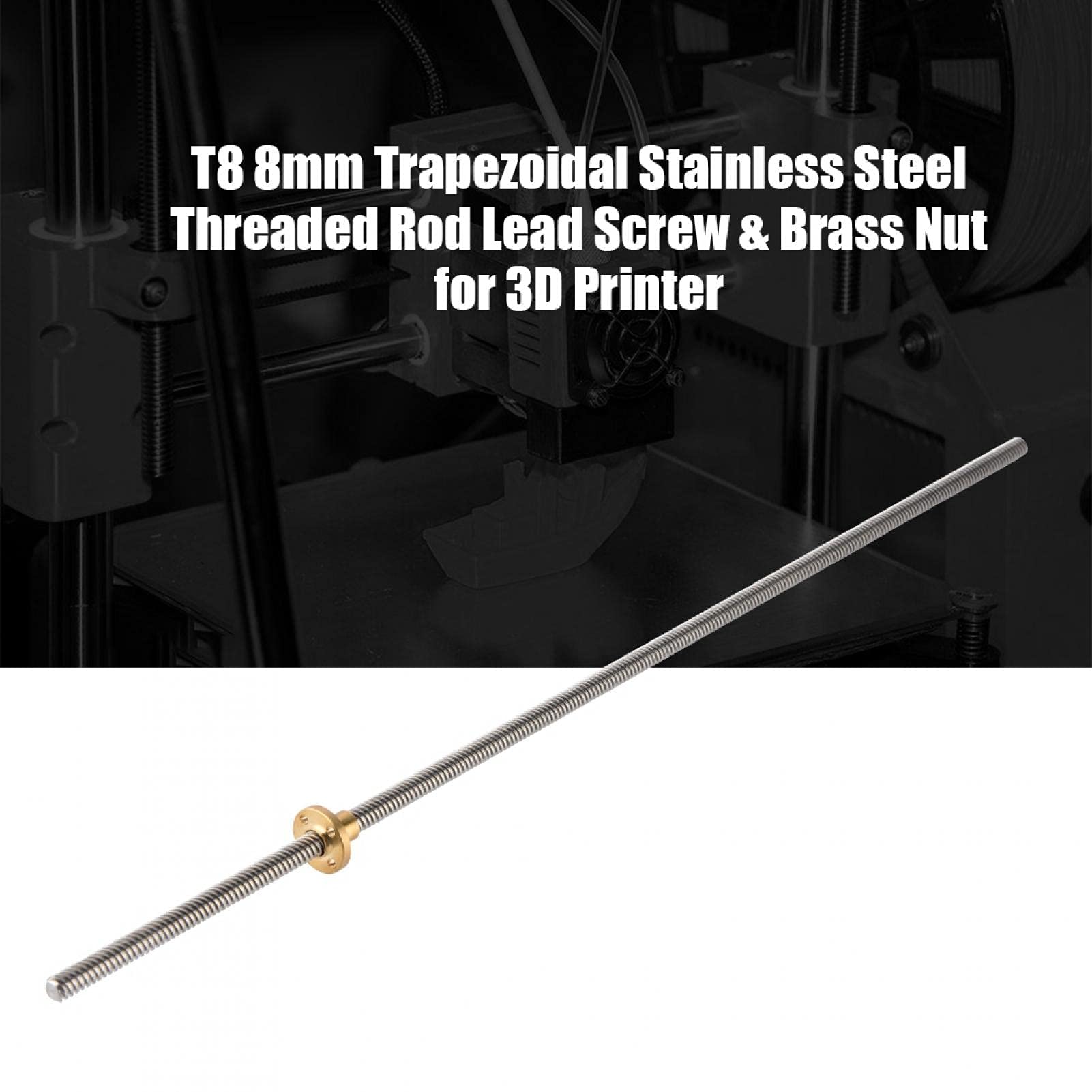 Stainless Steel T8 Trapezoidal Threaded Rod 8mm with Brass Nut - 100mm Length for 3D Printer, CNC Machine, and DIY Projects | High Precision Lead Screw for Linear Motion Systems