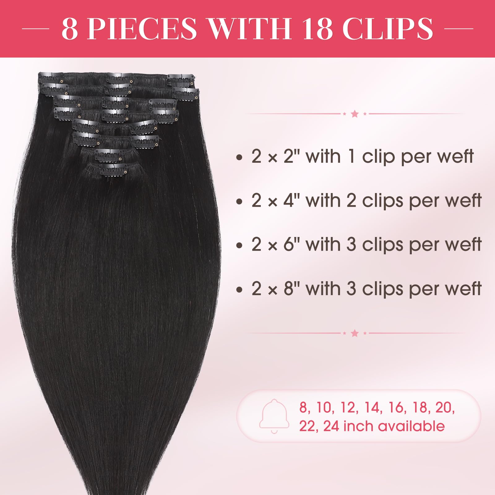 MY-LADY Clip In Hair Extensions 13 Inch Jet Black - 8pcs Remy Human Hair Short Clip Ins for Full Head - 80g Natural Hair Extensions #1 - Perfect for Daily Styling, Parties & Special Occasions