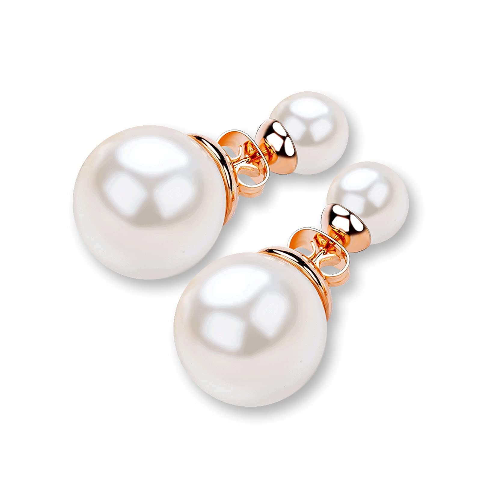 Elegant Double-Sided Pearl Earrings for Women - 925 Sterling Silver Stud Earrings with Front & Back Pearls - Perfect for Wedding, Party, Anniversary & Special Occasion Gifts
