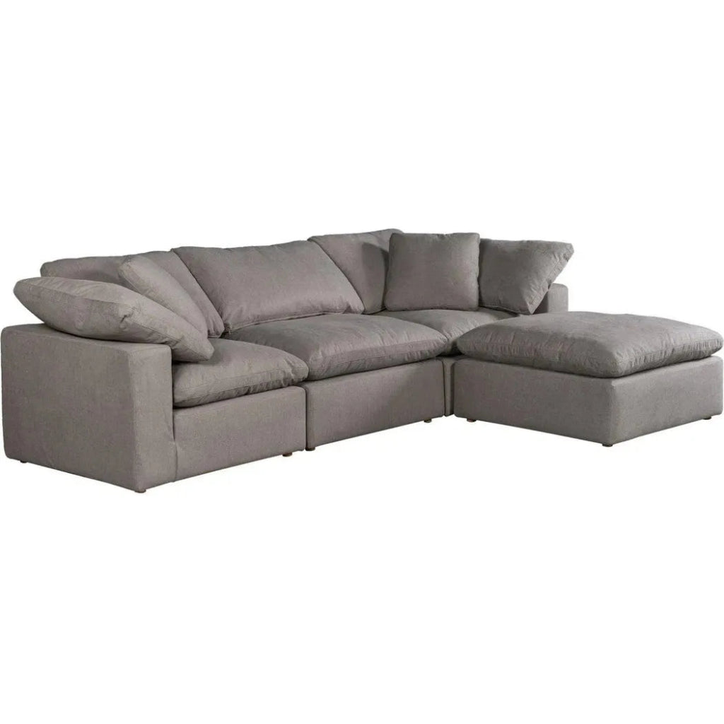 4-Piece Stain-Resistant Grey Modular Lounge Set - Modern Sectional Sofa for Living Room, Home Theater & Office - Easy to Clean & Durable Fabric