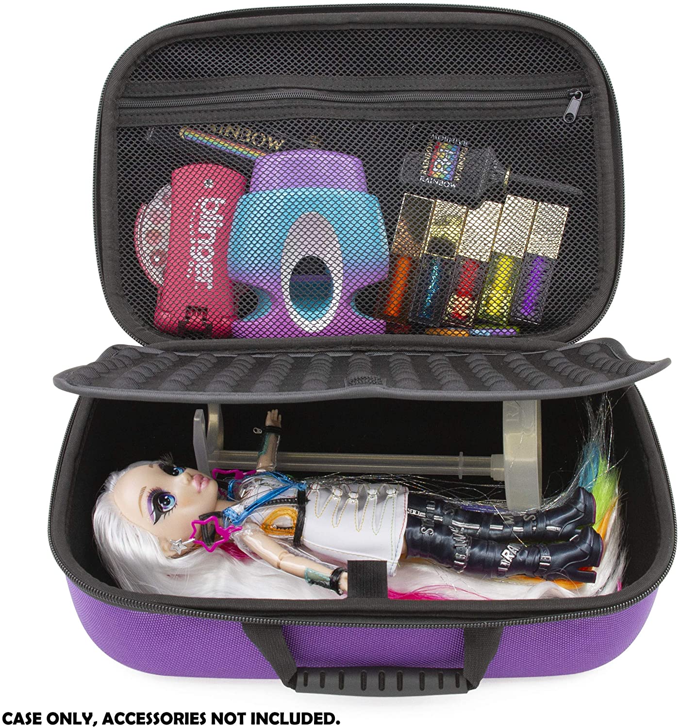 CASEMATIX Rainbow High Doll Travel Case - Protective Carrier with Handle for Rainbow Surprise Hair Studio Dolls | Perfect for Travel, Storage & Playtime Accessories