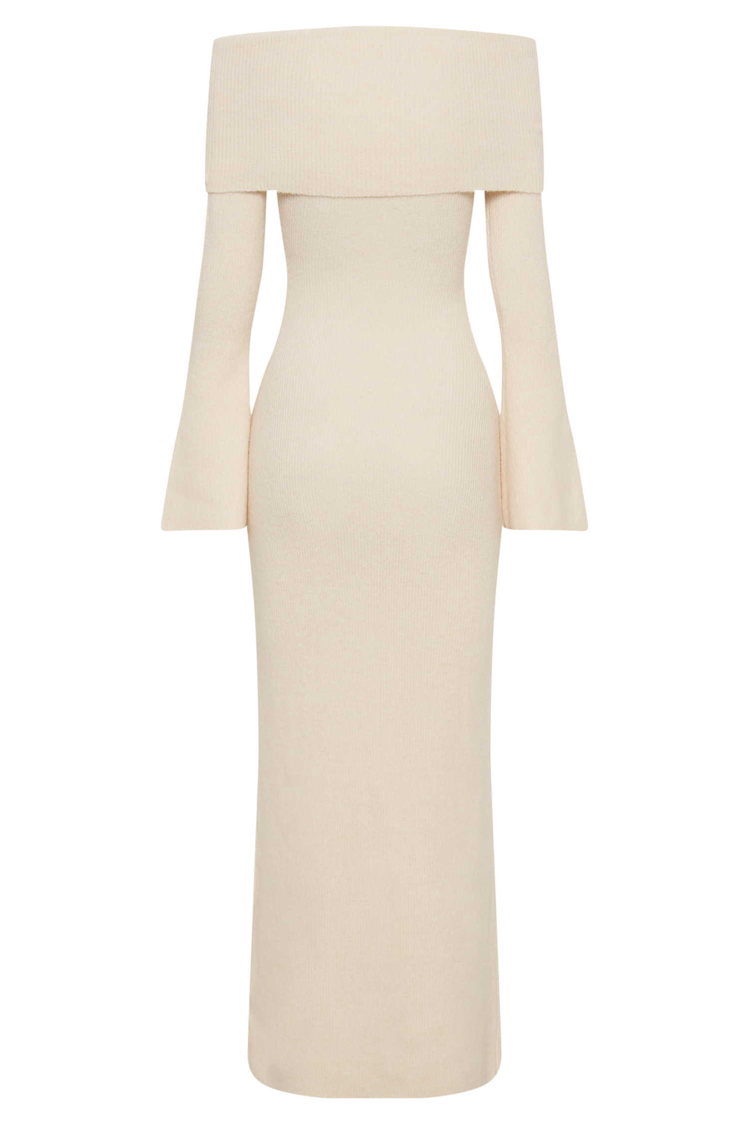 Katherine Off Shoulder Knit Maxi Dress for Women - Elegant Ivory Long Sleeve Boho Chic Dress for Wedding, Party & Special Occasions