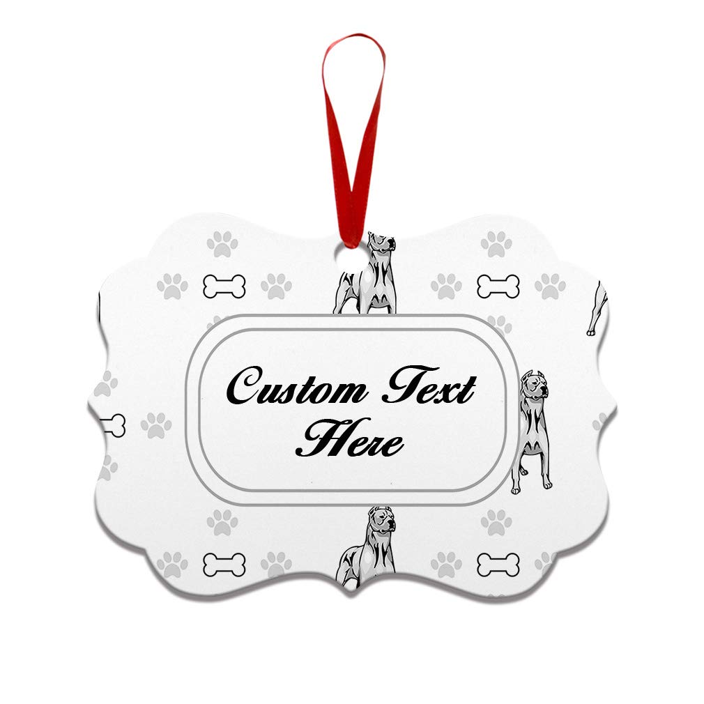 Dogo Argentino Dog Bones Paws Pattern Aluminum Christmas Ornament - Personalized Holiday Tree Decoration with Benelux Landscape Shape | Perfect for Xmas Decor, Pet Lover Gifts & Festive Home Decorating