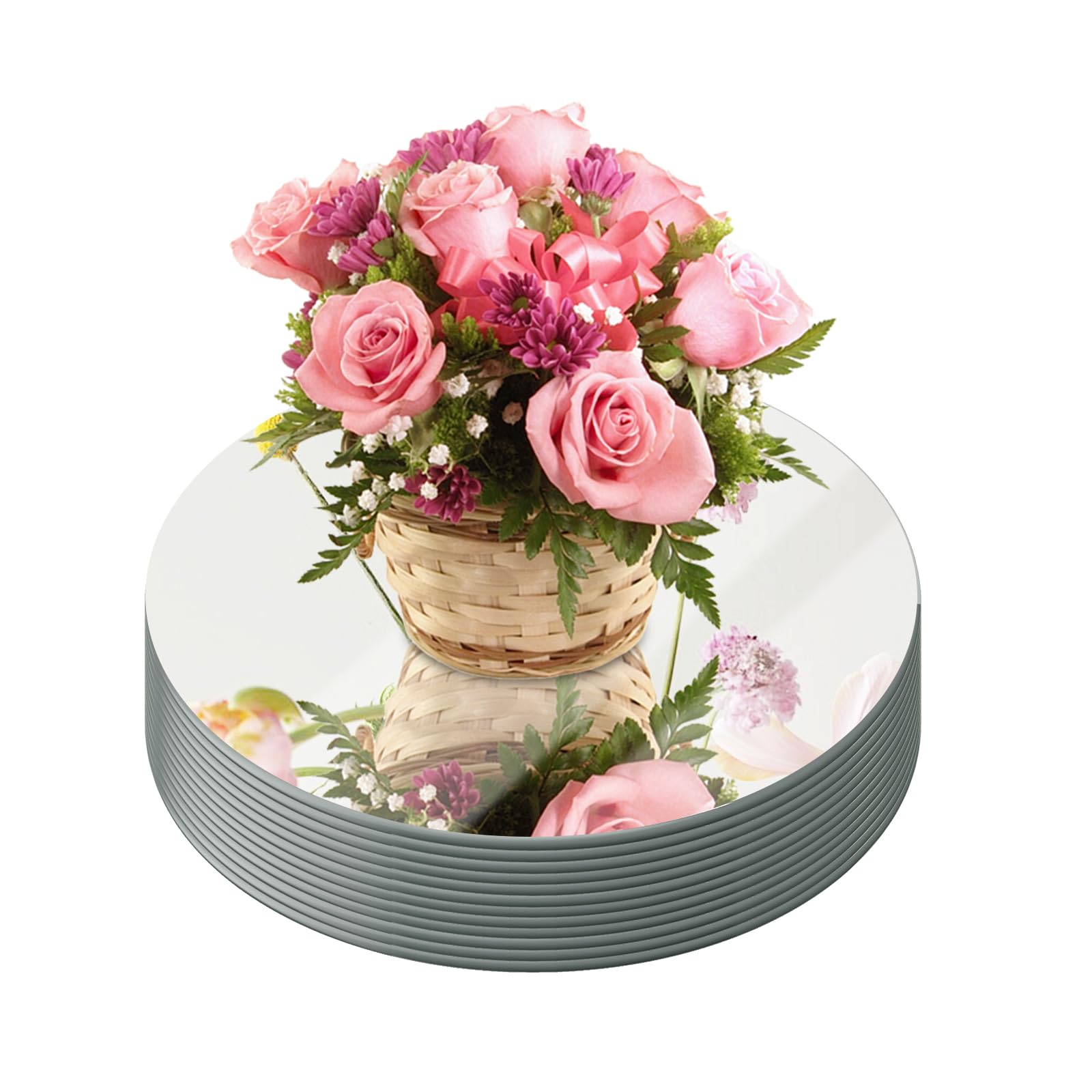 12-Pack 8-Inch Round Glass Mirror Centerpieces for Tables – Elegant Circle Mirror Trays & Candle Plates – Perfect for Wedding Decor, Party Decorations, and Home Centerpiece Displays