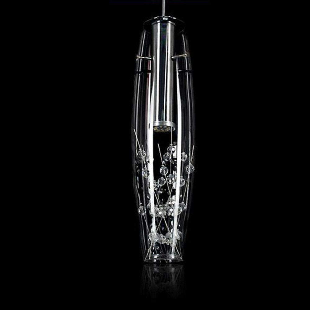 WUPYI Elegant Crystal Pendant Light with Glass Lampshade - Modern Mini Chandelier for Kitchen Island, Dining Room, Cafe & Bedroom Lighting Decor