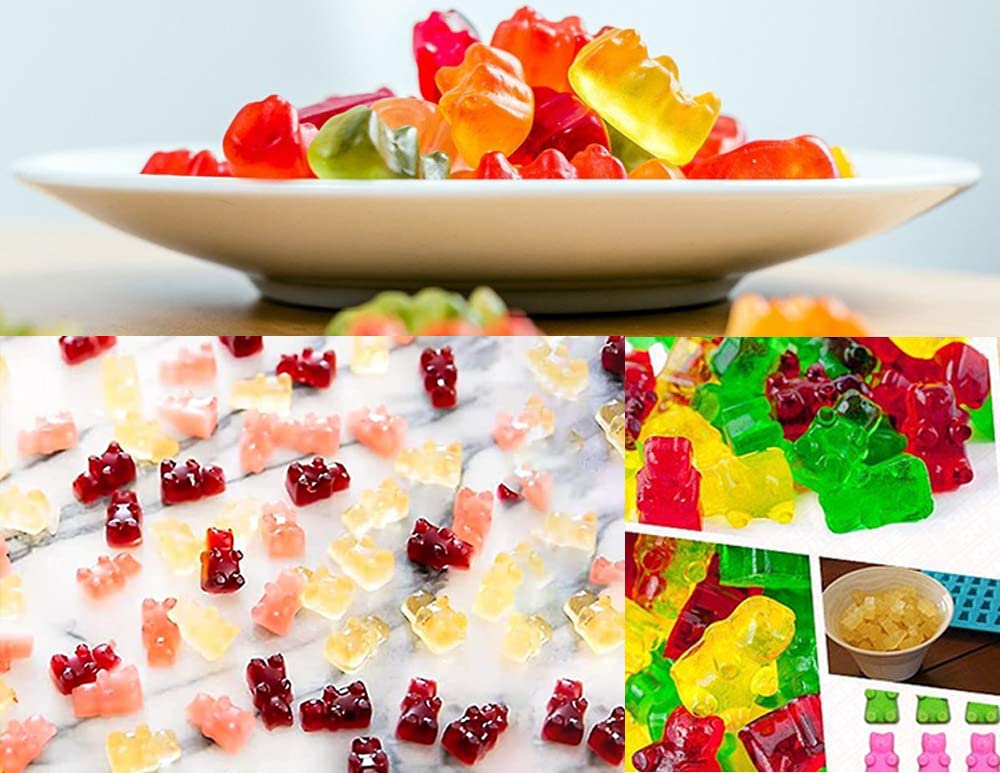 JEWOSTER 4-Piece Gummy Bear Silicone Molds Set - Non-Stick Chocolate & Candy Molds with 2 Droppers - Food Grade BPA-Free for DIY Gummies, Chocolates, Candies - Perfect for Birthday Parties, Baking, and Holiday Treats