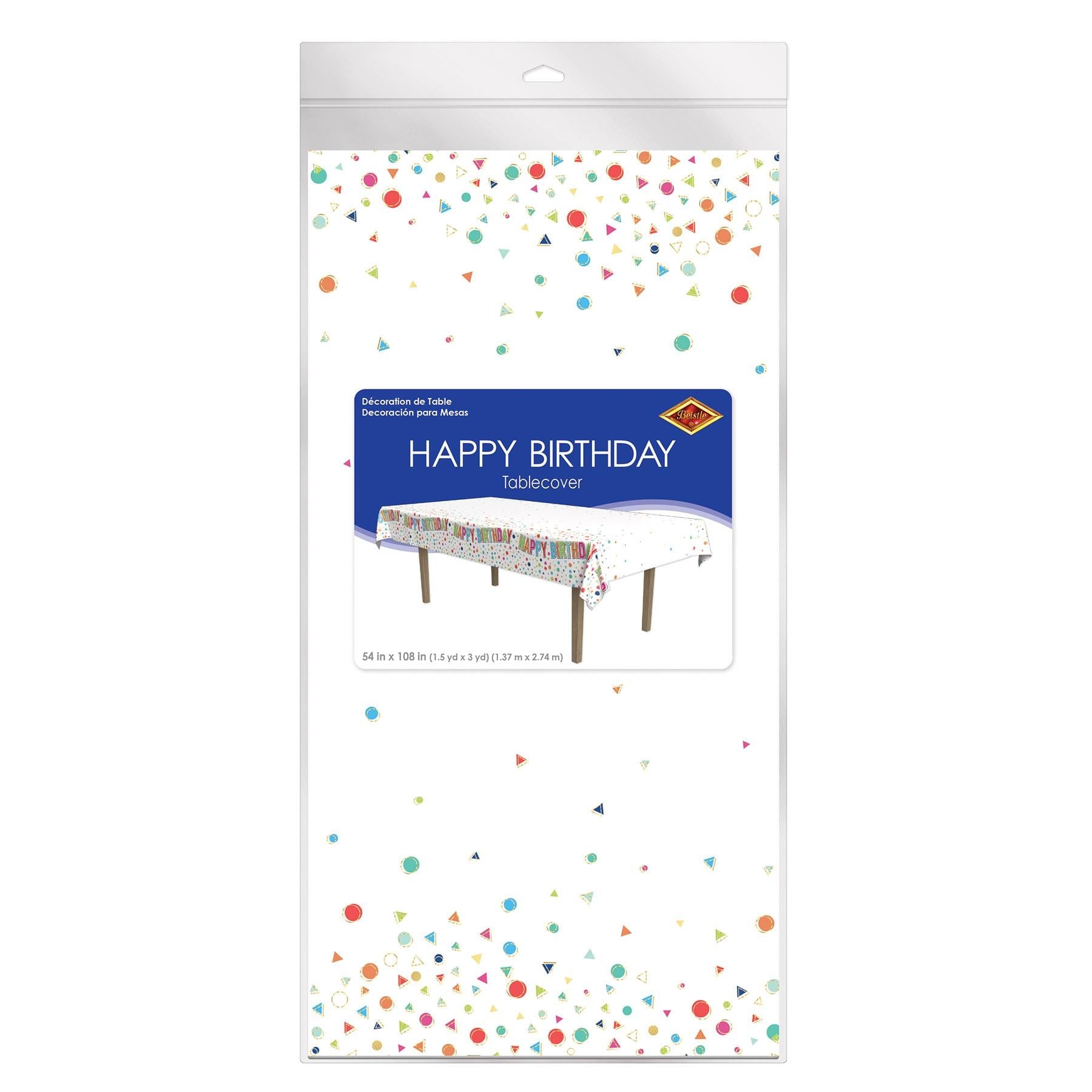 12 Pack Beistle Happy Birthday Party Tablecover - Colorful Disposable Tablecloth for Birthday Celebrations, Baby Showers & Special Events